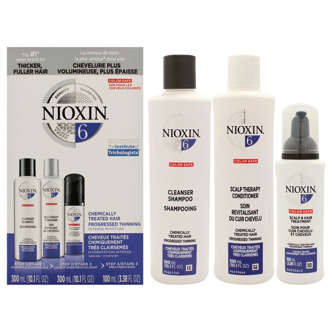 System 6 Kit by Nioxin for Unisex - 3 Pc 1 0.1oz Shampoo, 10.1oz Conditioner, 3.38oz Treatment, NA, hi-res image number null