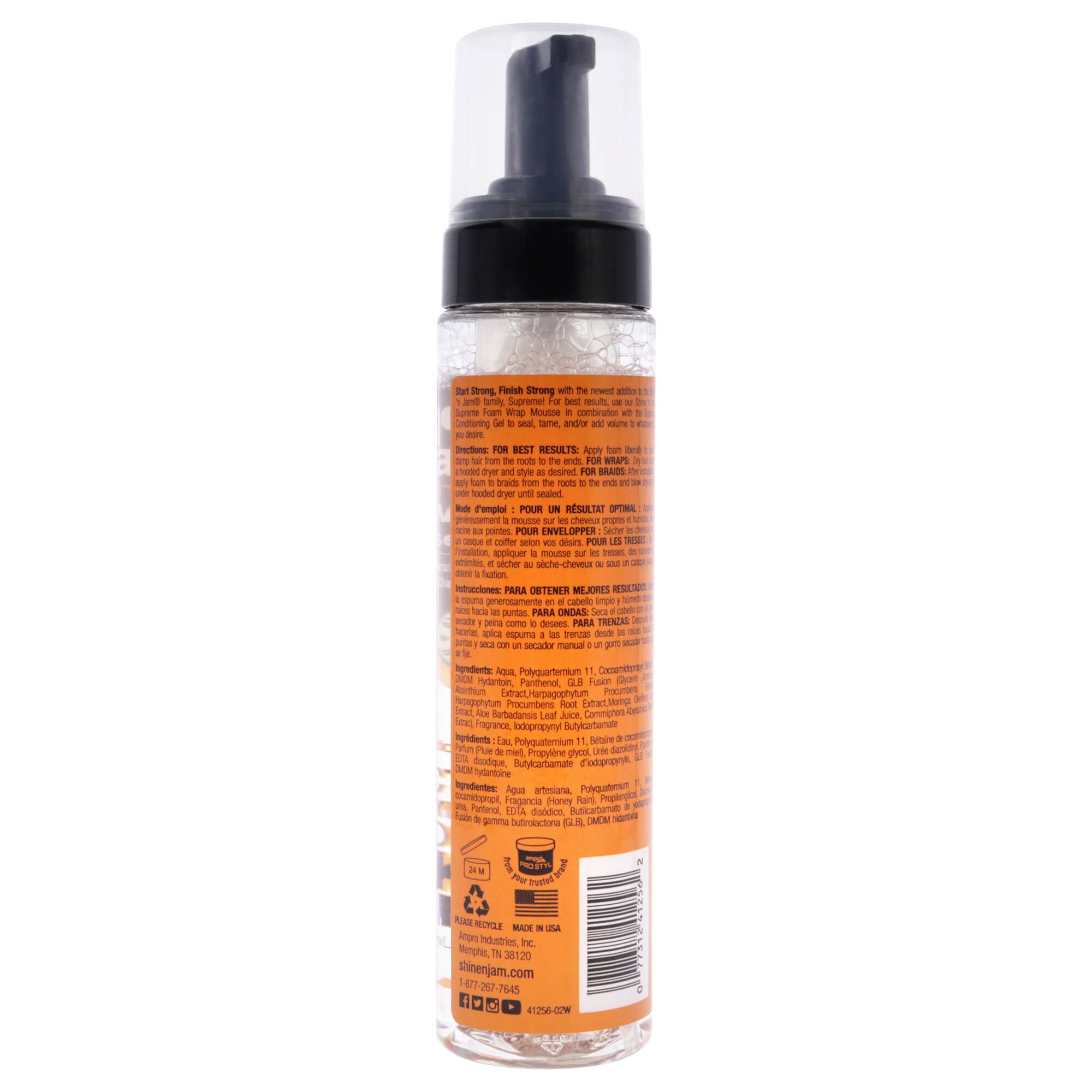 Shine-n-Jam Supreme Foam Wrap Mousse by Ampro for Women - 8 oz Mousse, See Description, alternate image number 2