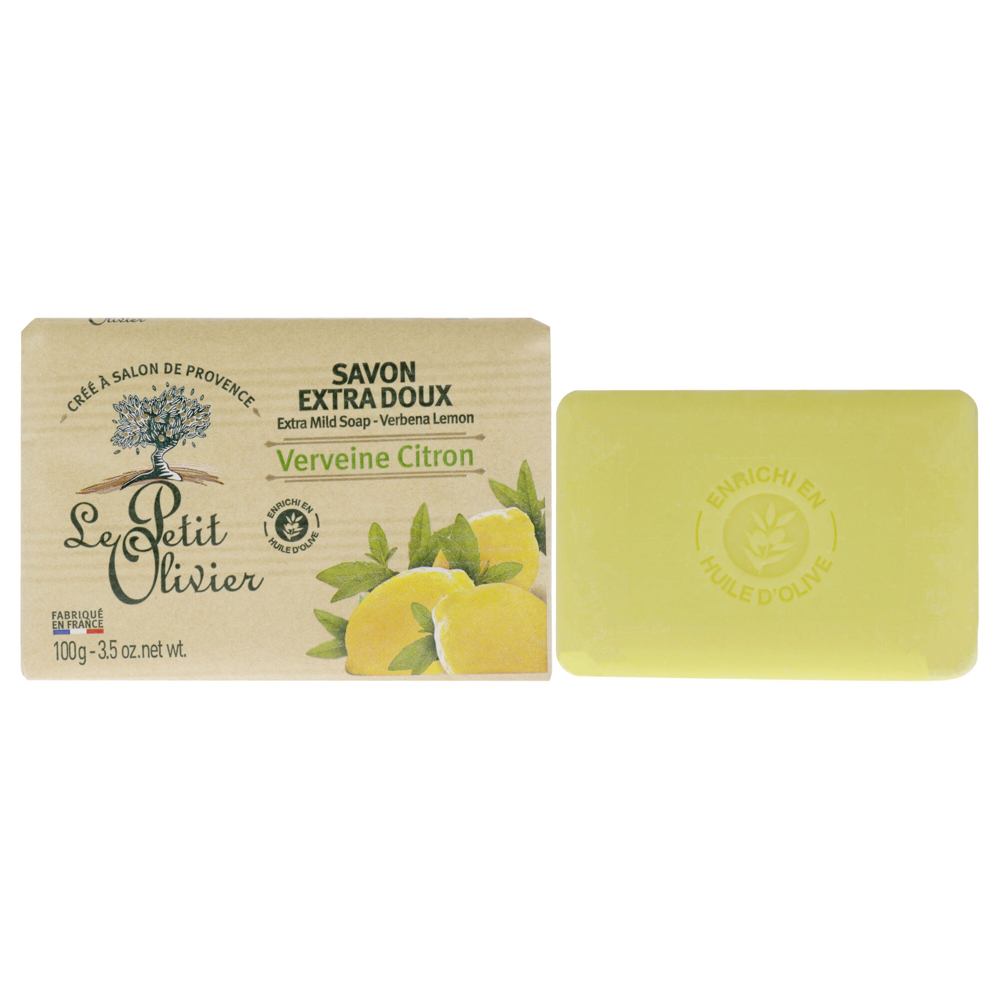 Extra Mild Soap - Verbena and Lemon by Le Petit Olivier for Unisex - 3.5 oz Soap, See Description, hi-res image number 0