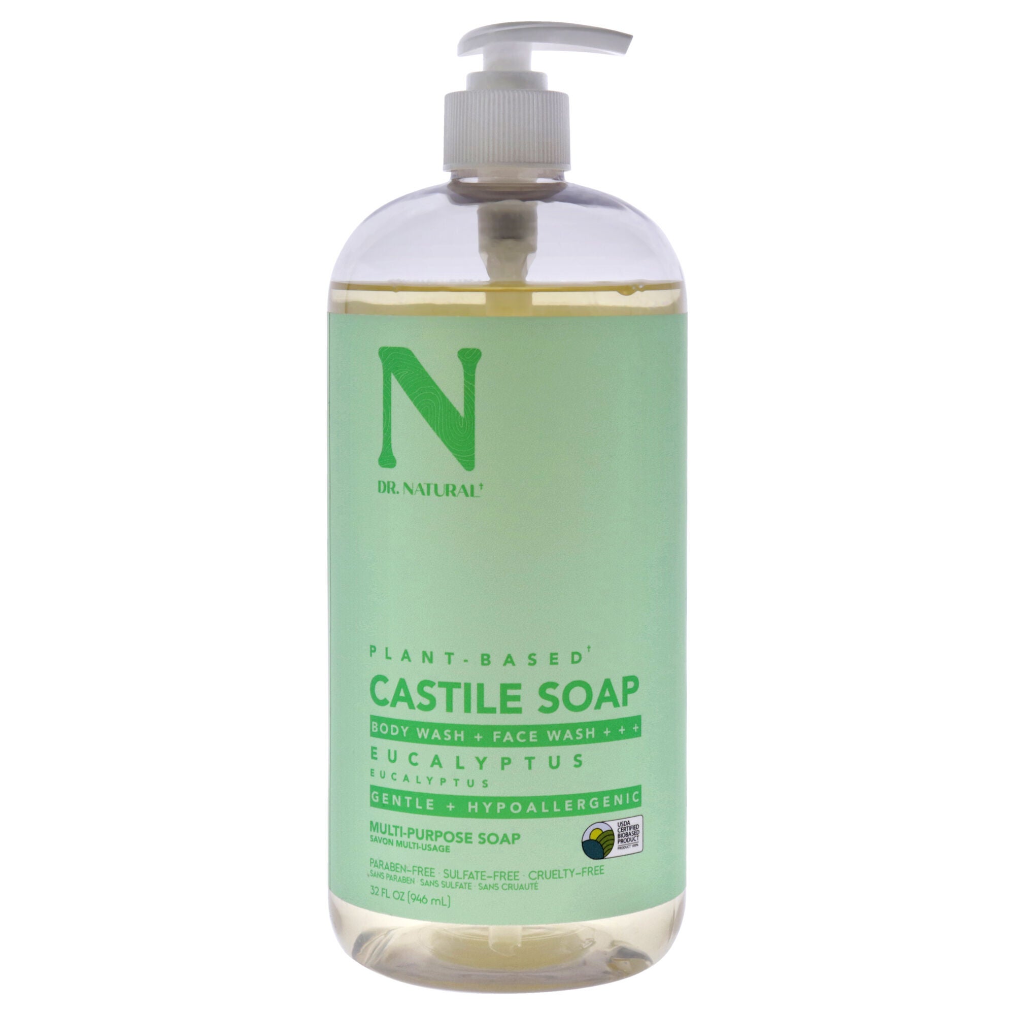 Castile Liquid Soap - Eucalyptus by Dr. Natural for Unisex - 32 oz Soap, See Description, hi-res image number 0