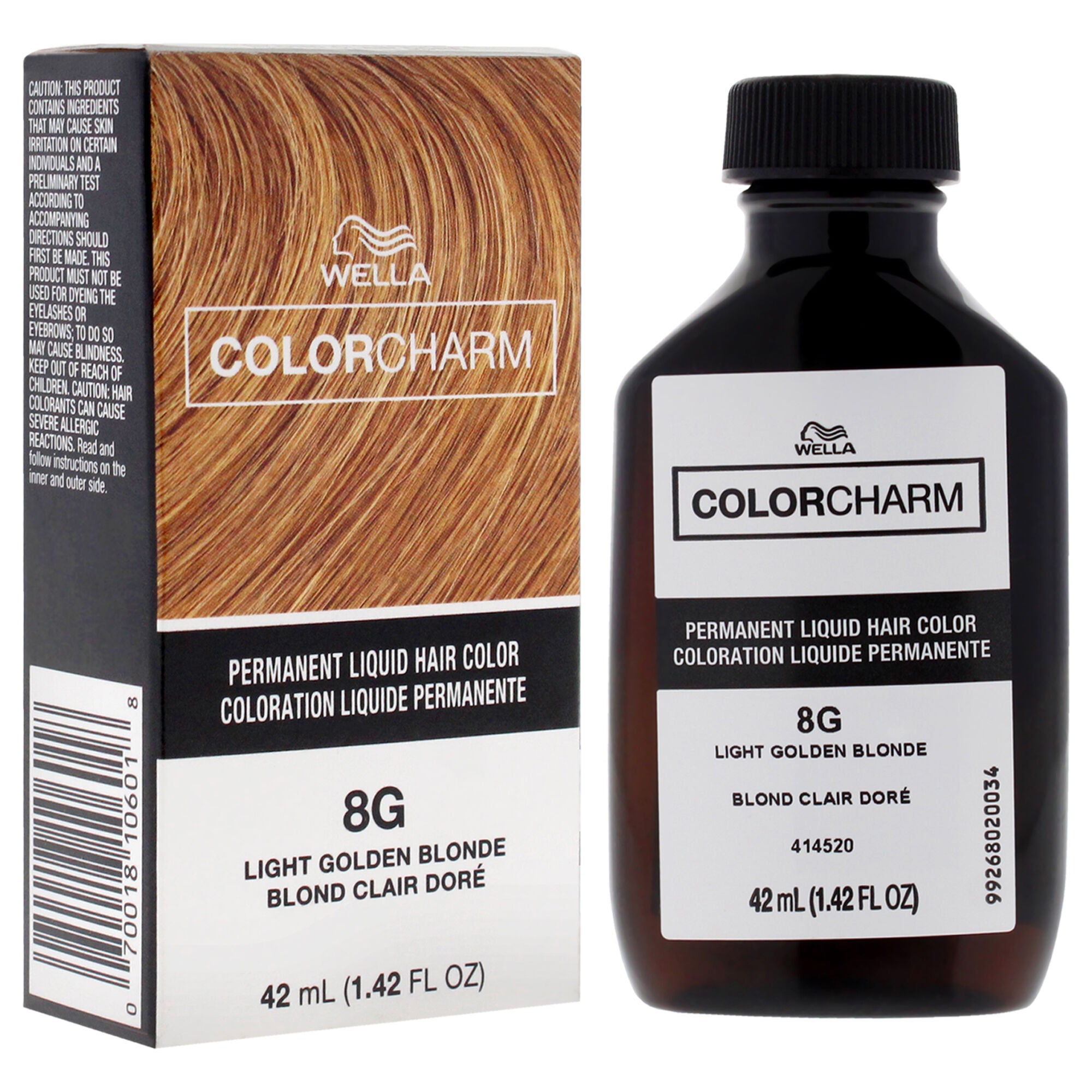 Color Charm Permanent Liquid Hair Color - 8G Light Golden Blonde by Wella for Unisex - 1.42 oz Hair Color, See Description, alternate image number 2