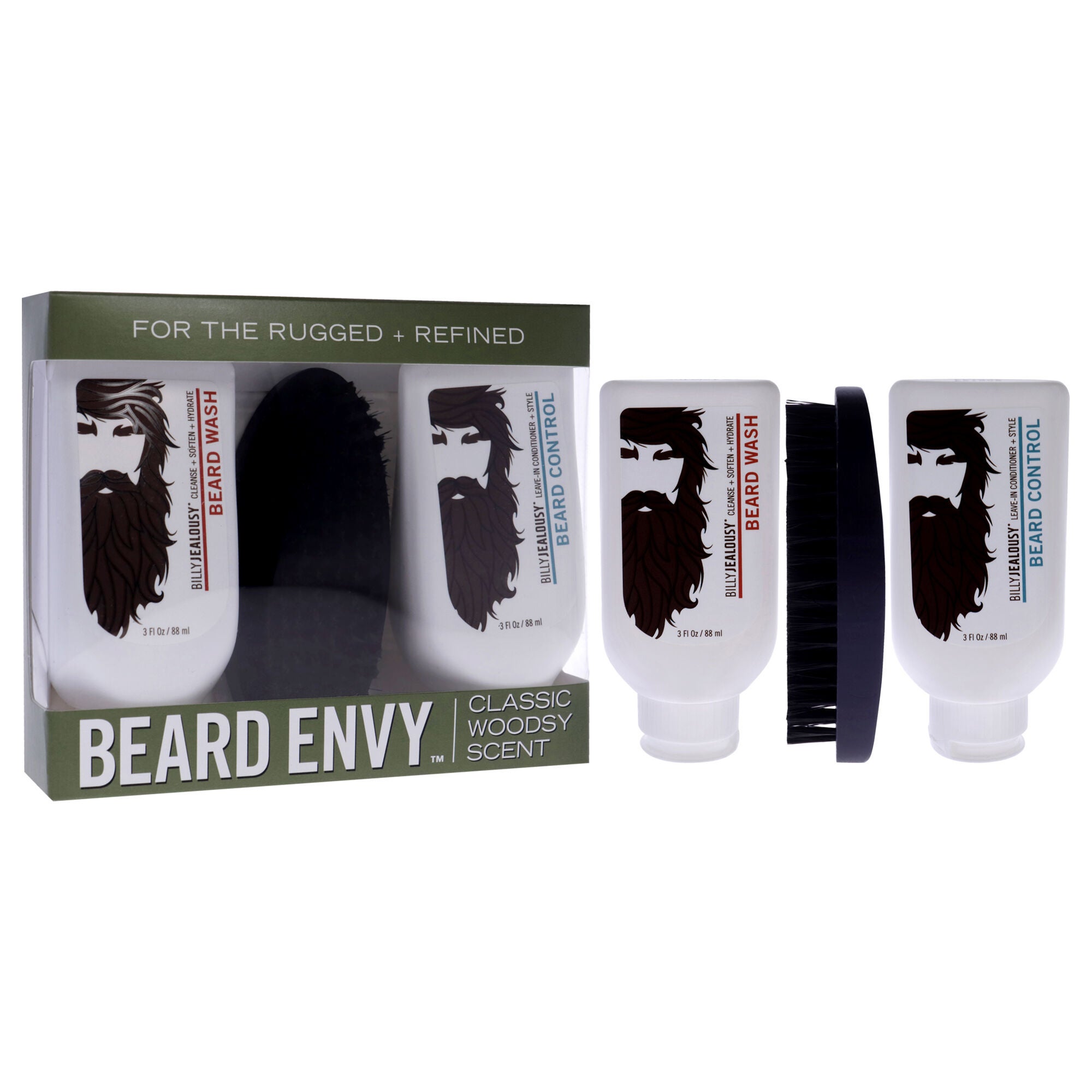 Beard Envy Kit by Billy Jealousy for Men - 3 Pc 3oz Beard Wash, 3oz Beard Control, Brush, See Description, alternate image number 2