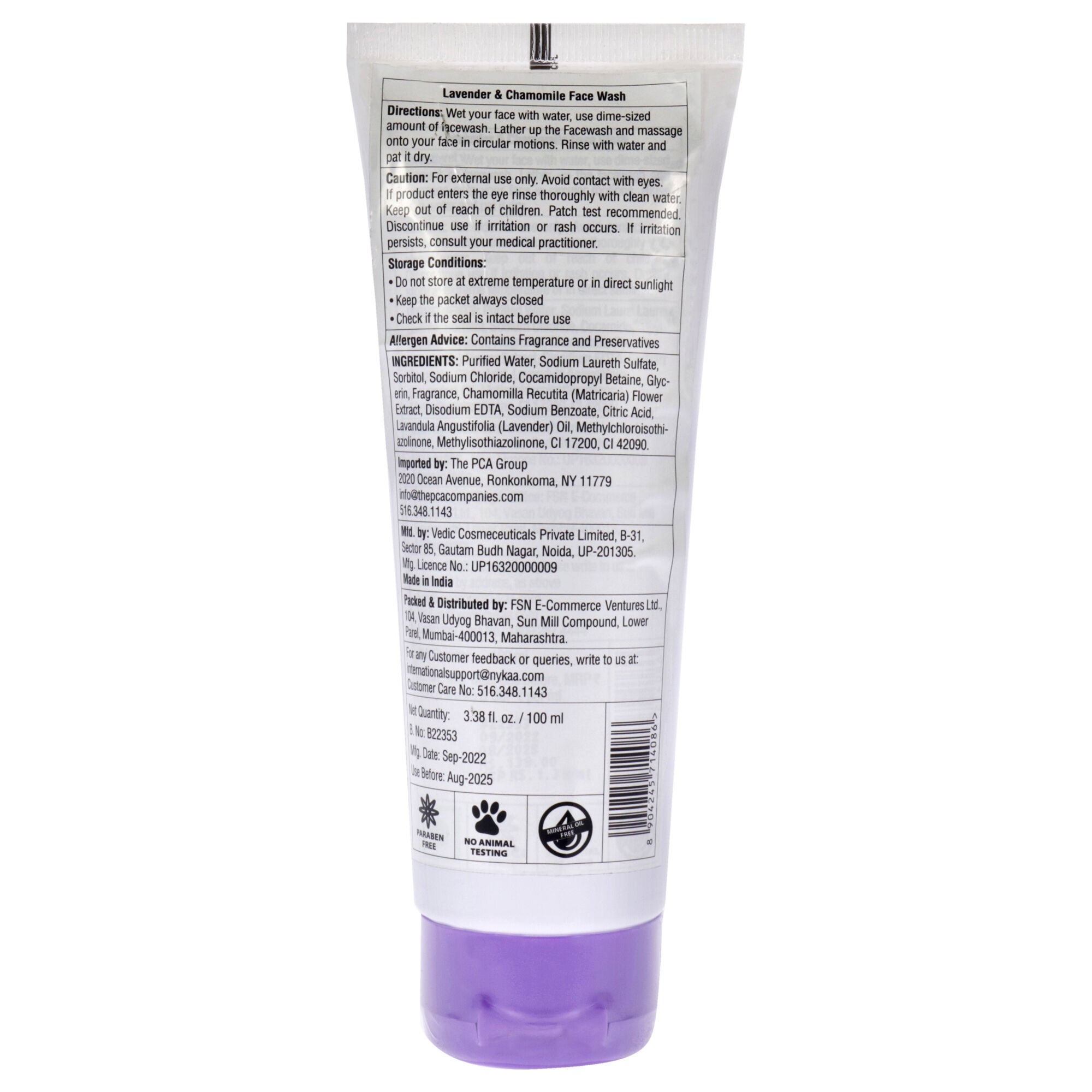 Face Wash - Lavender and Chamomile by Nykaa Naturals for Women - 3.38 oz Cleanser, See Description, alternate image number 2