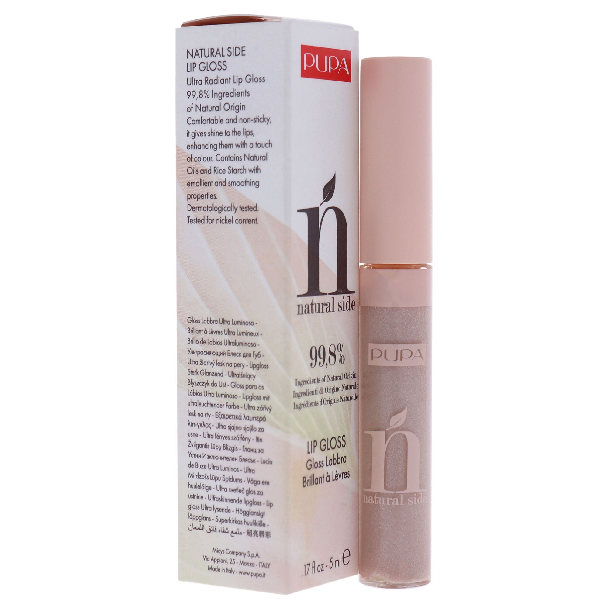 Natural Side Lip Gloss - 001 Light Rose by Pupa Milano for Women - 0.17 oz Lip Gloss, , alternate image number 6