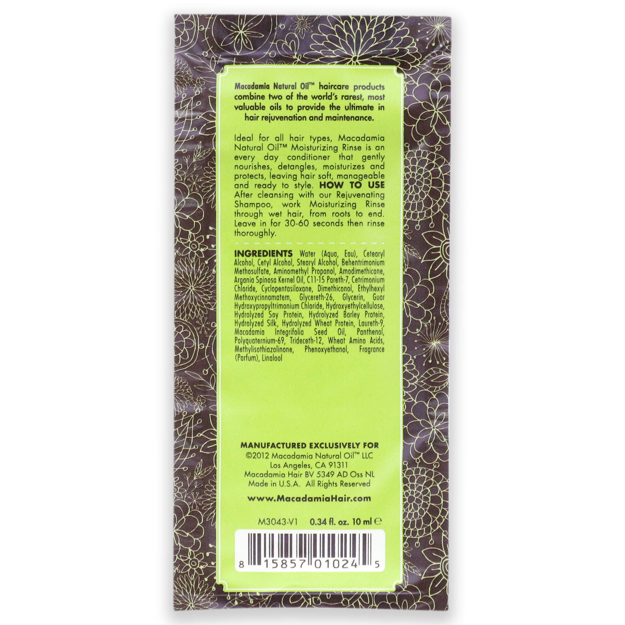 Moisturizing Rinse by Macadamia Oil for Unisex - 10 ml Conditioner, See Description, alternate image number 1