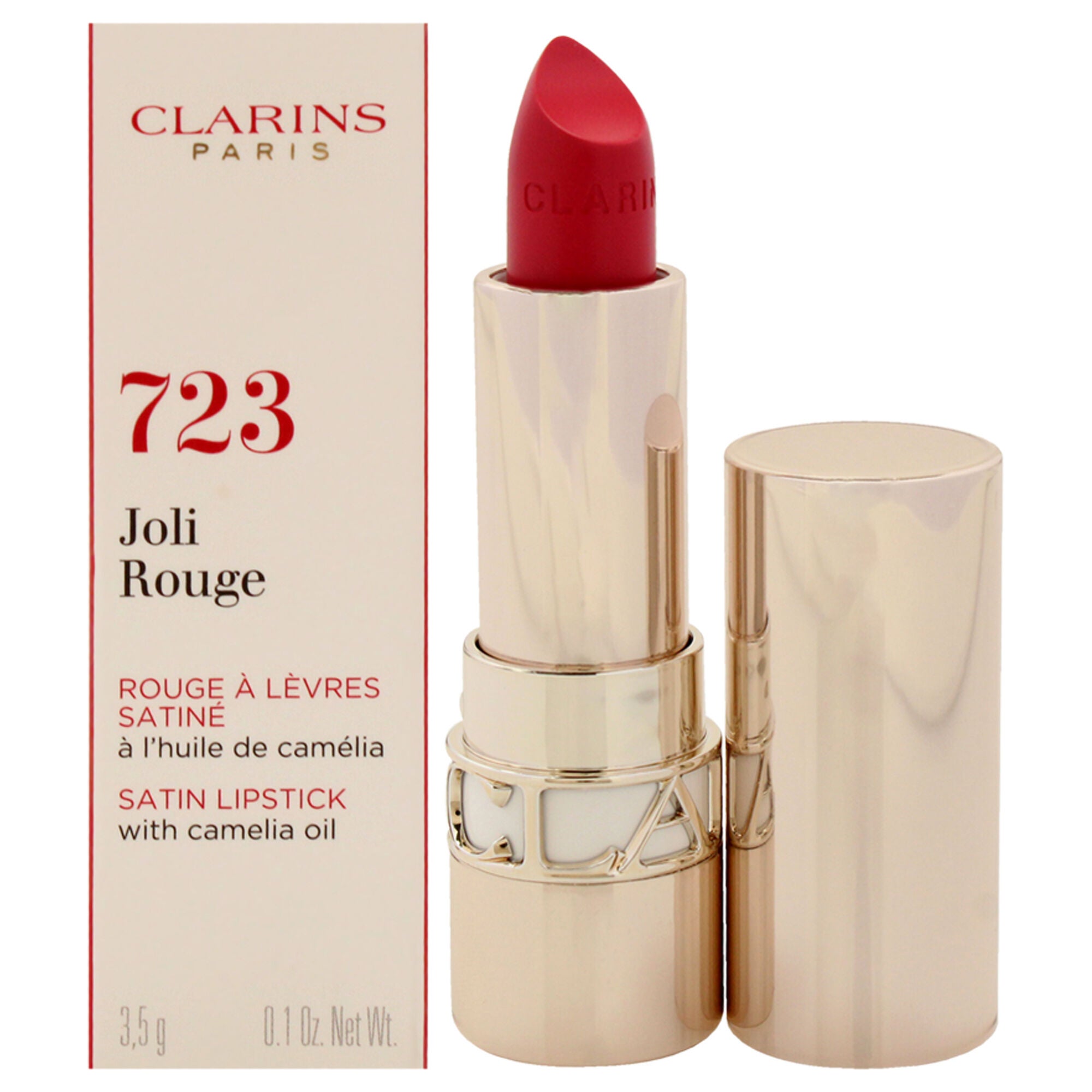 Joli Rouge Satin Lipstick - 723 Raspberry by Clarins for Women - 0.1 oz Lipstick, See Description, hi-res image number 0