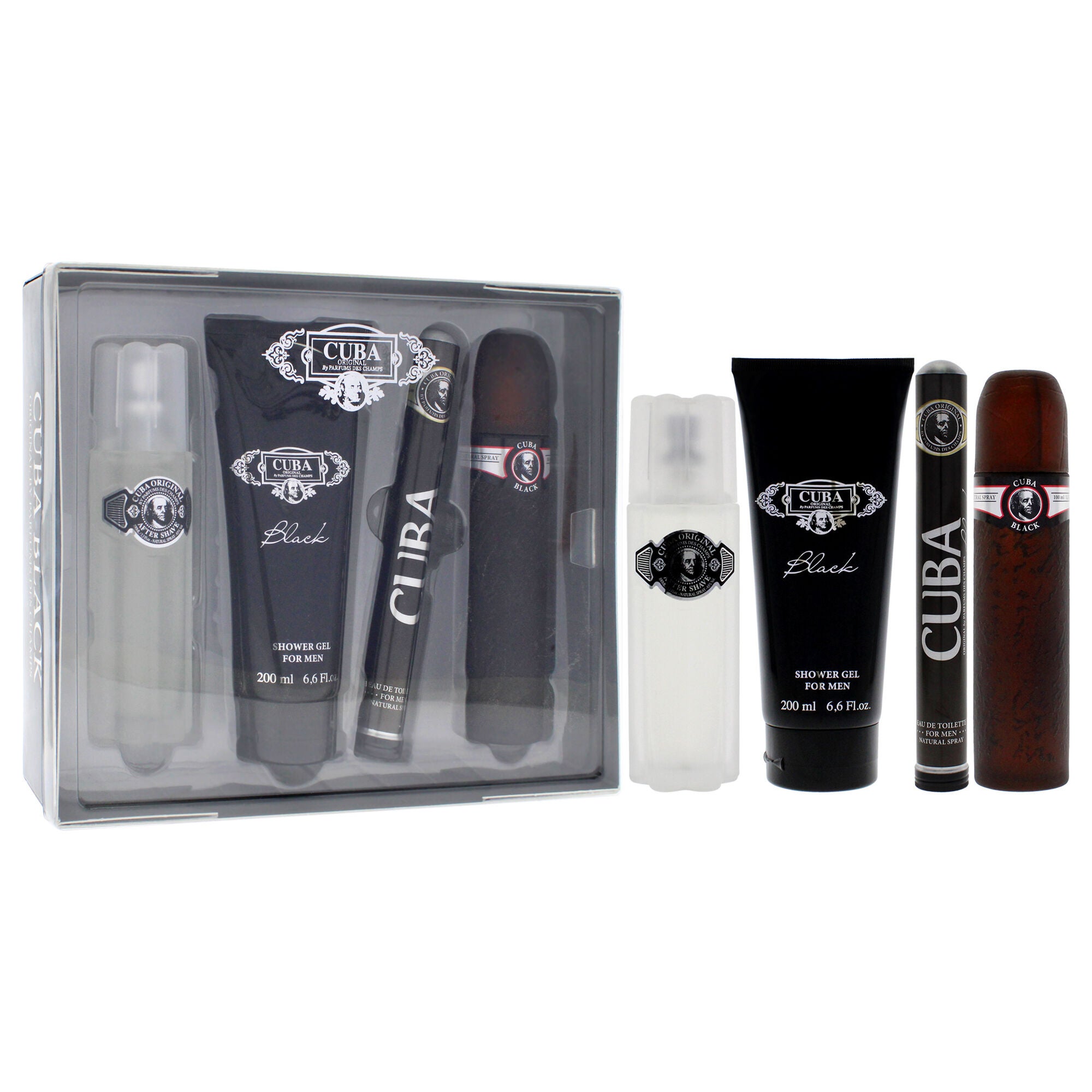 Cuba Black by Cuba for Men - 4 Pc Gift Set 3.4oz EDT Spray, 1.7oz EDT Spray, 3.3oz After Shave, 6.7oz Shower Gel, See Description, alternate image number 2
