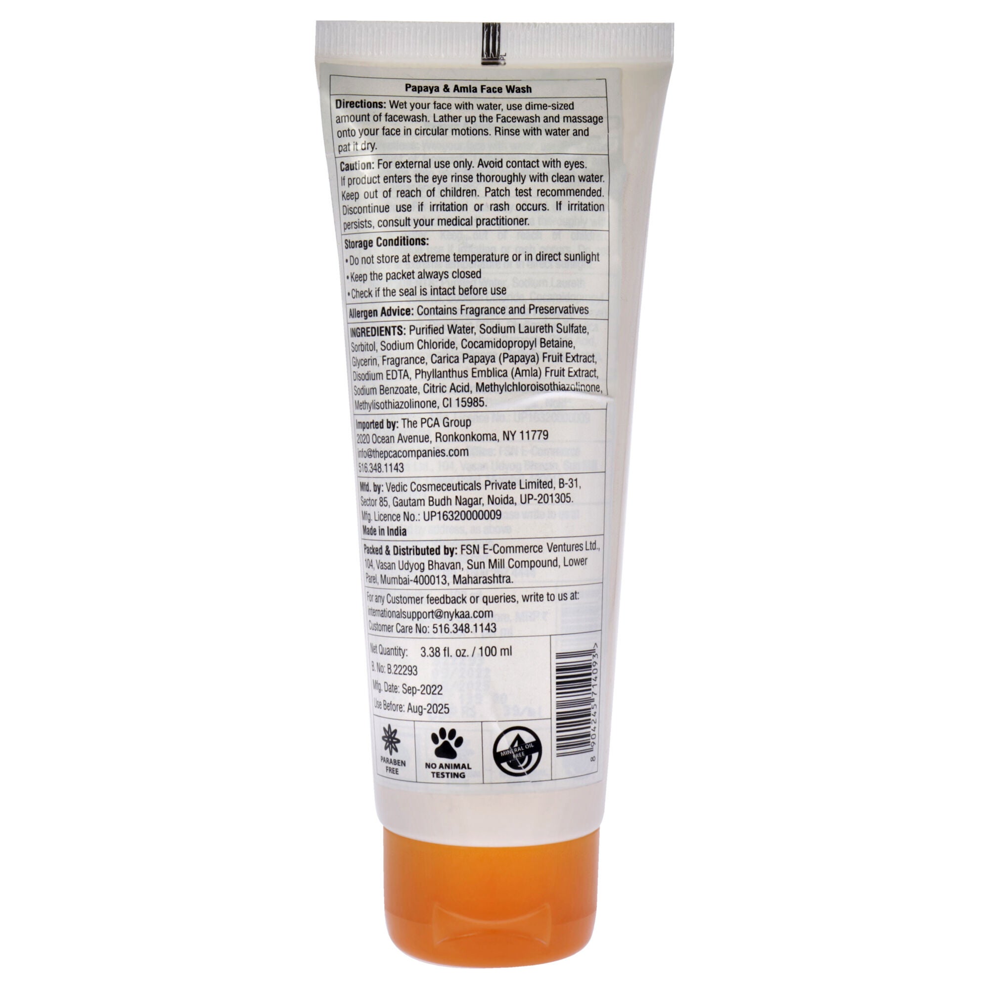 Face Wash - Papaya and Amla by Nykaa Naturals for Women - 3.38 oz Cleanser, See Description, alternate image number 1