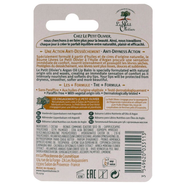 Nourishing Lip Balm Stick - Argan Oil by Le Petit Olivier for Women - 0.14 oz Lip Balm, NA, alternate image number null