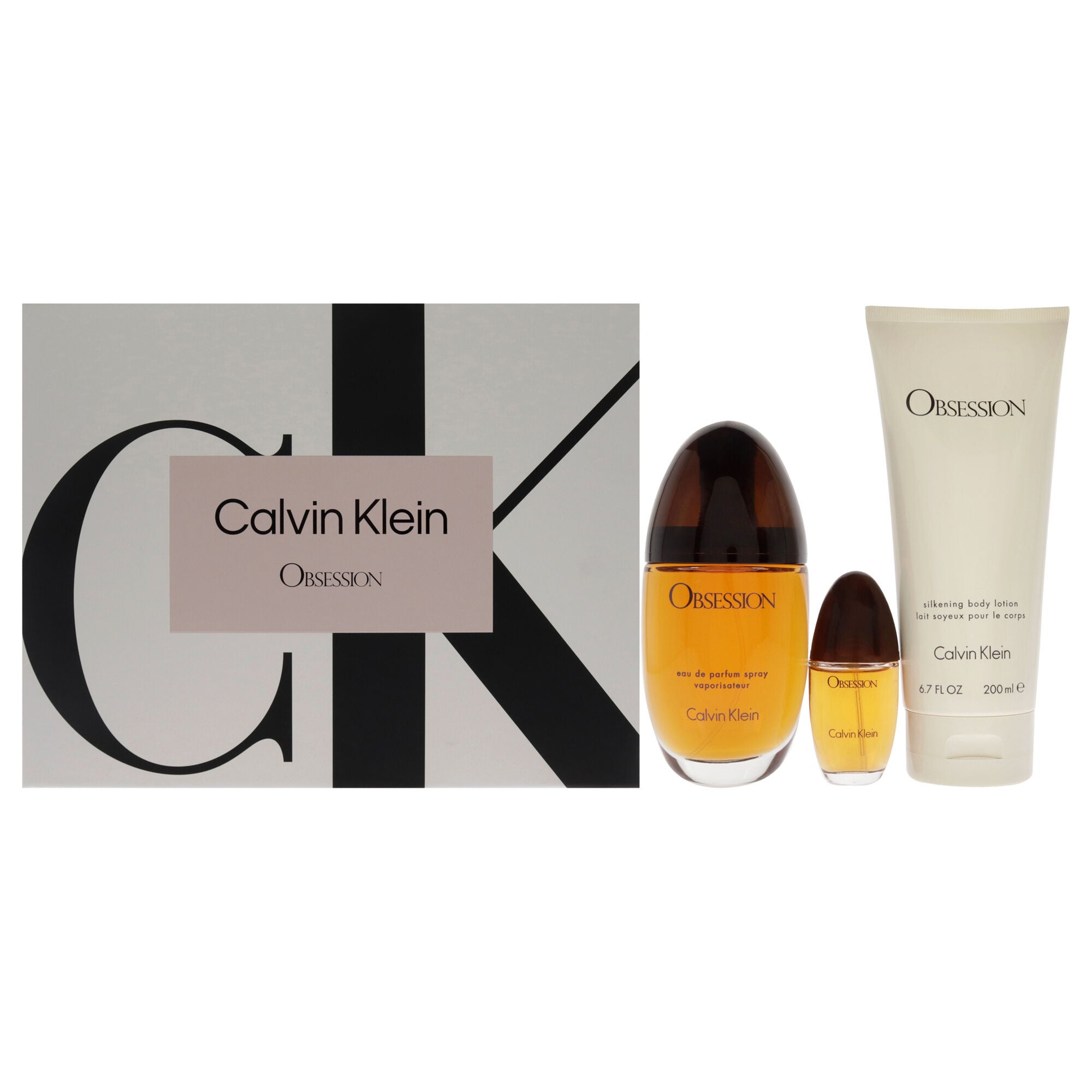 Obsession by Calvin Klein for Women - 3 Pc Gift Set 3.3oz EDP Spray, 0.5oz EDP Spray, 6.7oz Silkening Body Lotion, See Description, hi-res image number 0