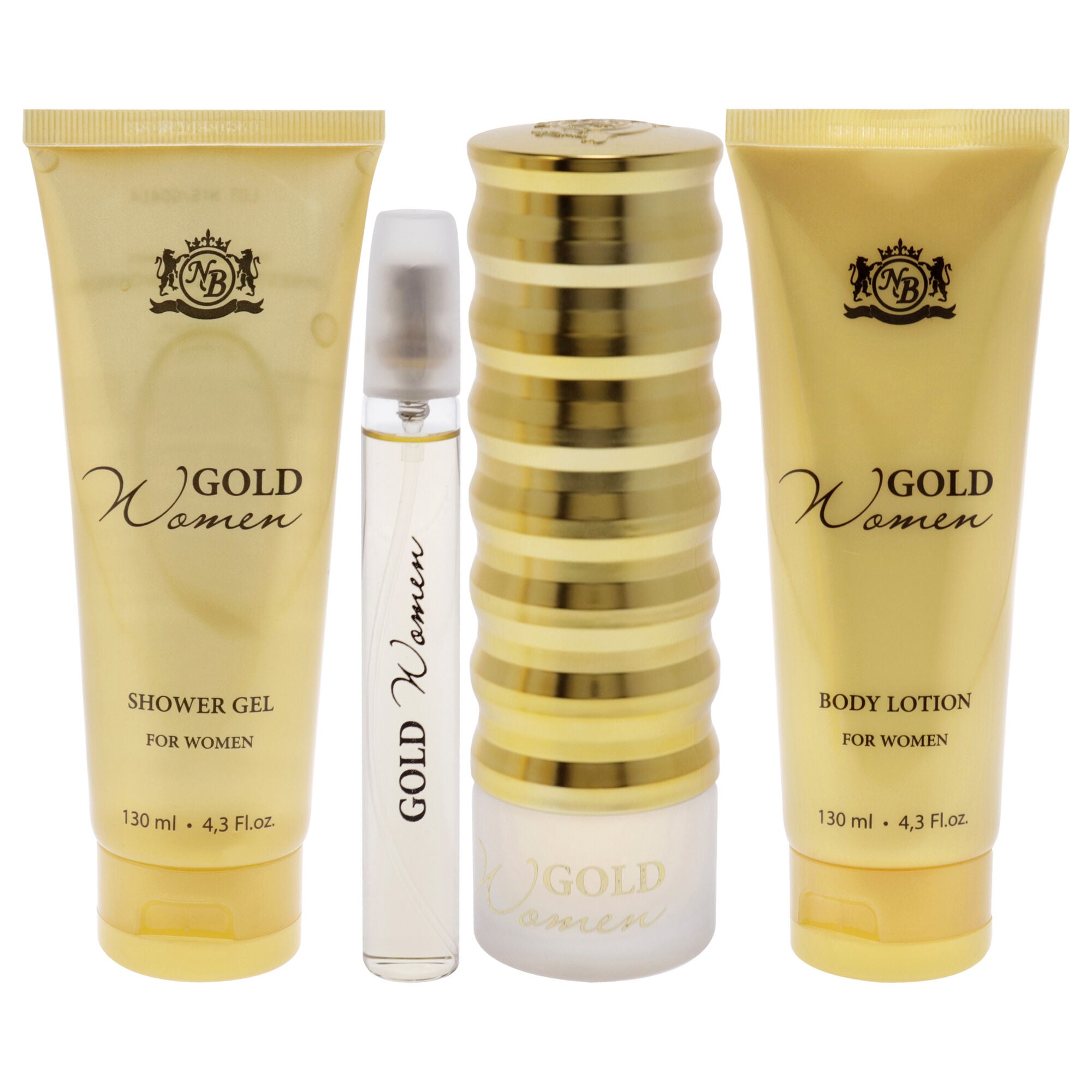 Gold by New Brand for Women - 4 Pc Gift Set 3.3oz EDP Spray, 0.5oz EDP Spray, 4.3oz Shower Gel, 4.3oz Body Lotion, , alternate image number 6