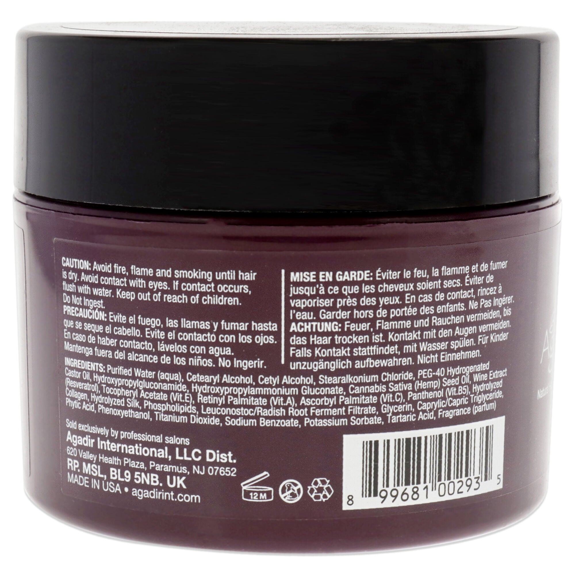 Hemp and Red Wine Deep Repair Masque by Agadir for Unisex - 8 oz Masque, See Description, alternate image number 2