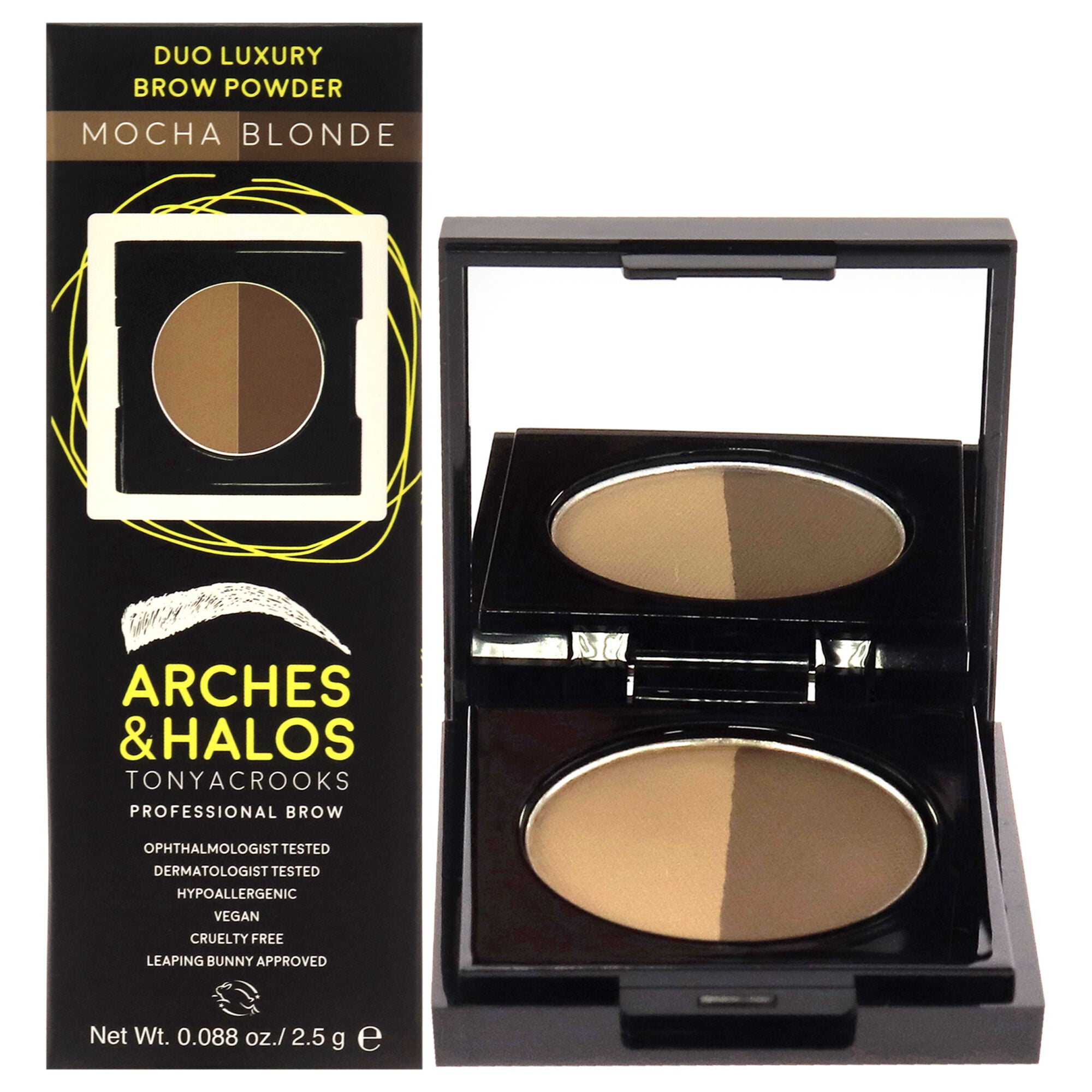 Duo Luxury Brow Powder - Mocha Blonde by Arches and Halos for Women - 0.088 oz Eyebrow, See Description, hi-res image number 0