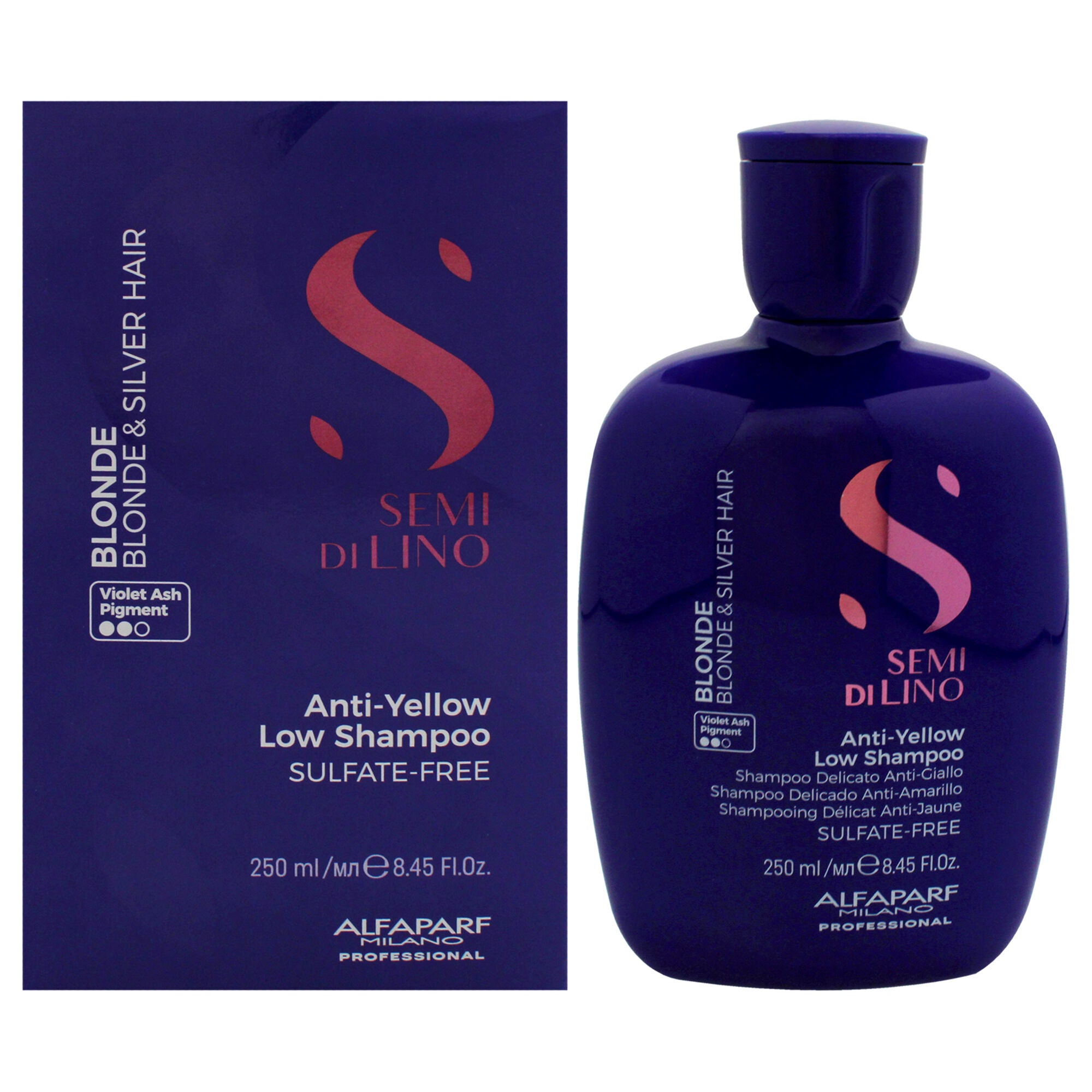 Semi Di Lino Blonde Anti-Yellow Low Shampoo by Alfaparf Milano for Unisex - 8.4 oz Shampoo, See Description, hi-res image number 0