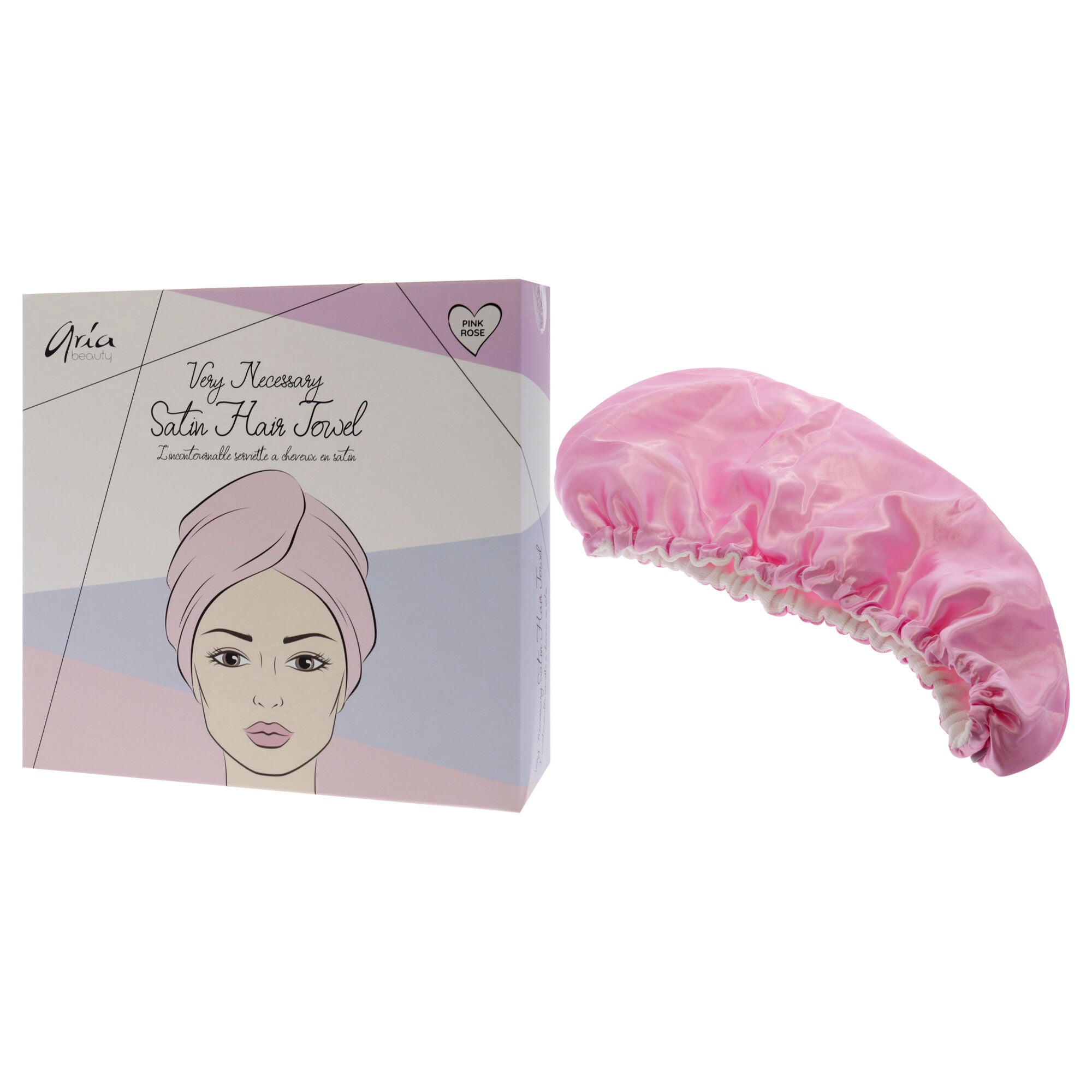 Very Necessary Satin Hair Towel - Pink by Aria Beauty for Women - 1 Pc Towel, See Description, alternate image number 3