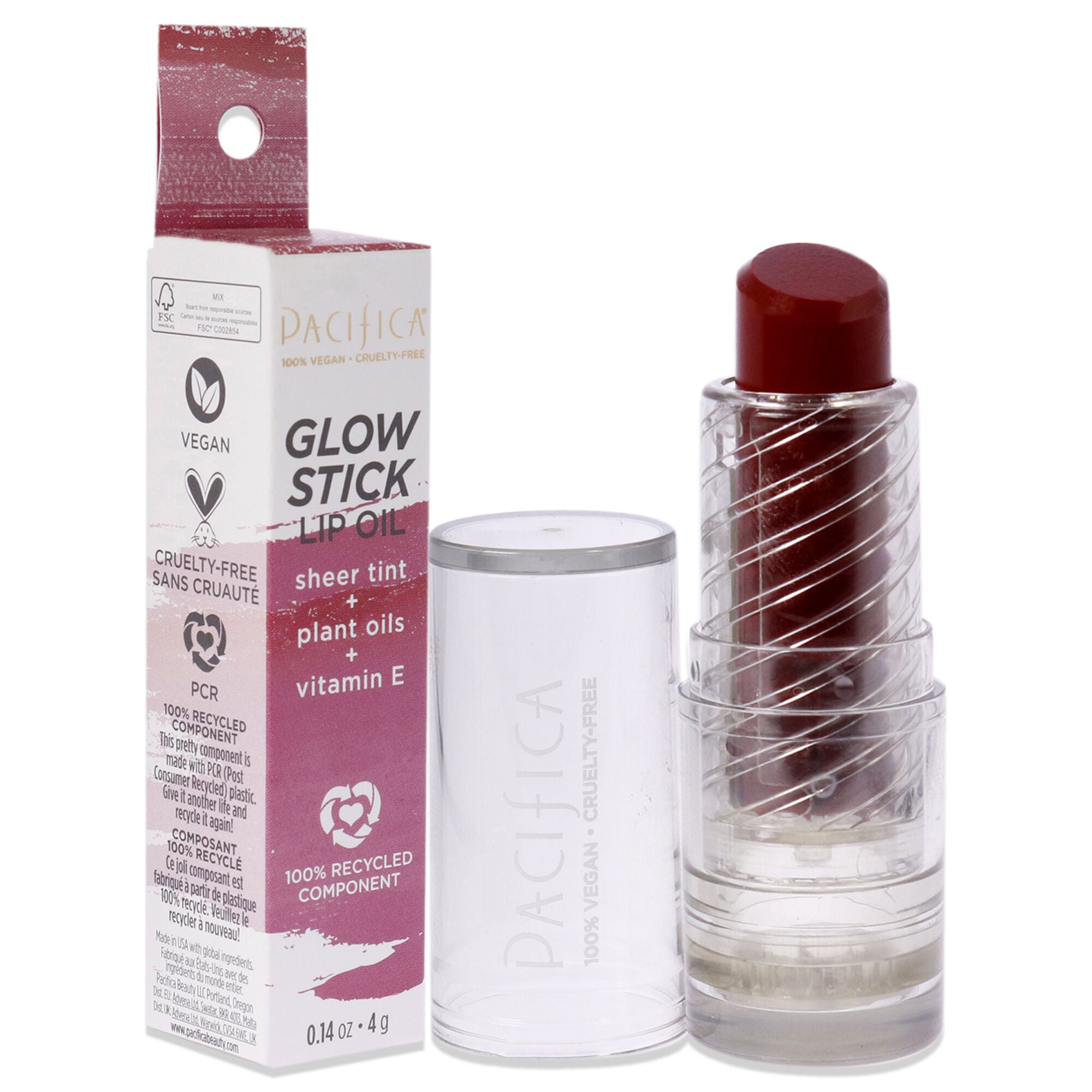 Glow Stick Lip Oil - Crimson Crush by Pacifica for Women - 0.14 oz Lip Oil, See Description, alternate image number 1