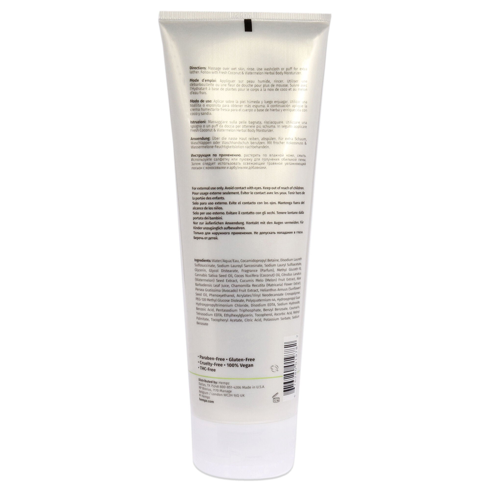 Fresh Coconut and Watermelon Herbal Body Wash by Hempz for Unisex - 8.5 oz Body Wash, See Description, alternate image number 2