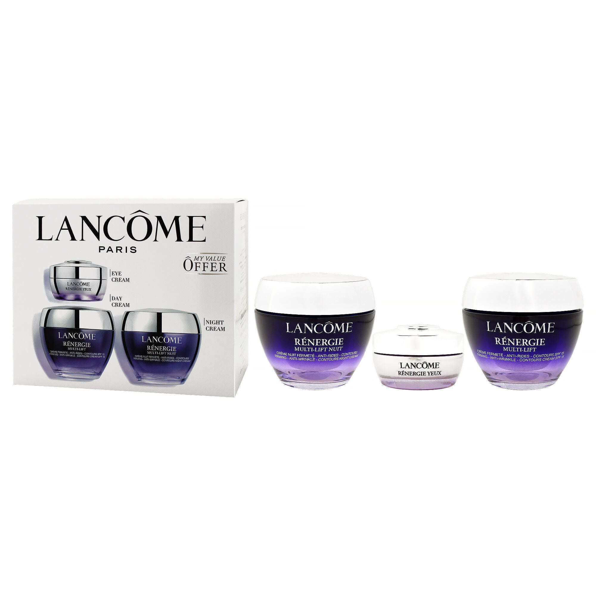 Renergie Set by Lancome for Women- 3 Pc 1.7oz Firming Anti-Wrinkle Cream SPF15, 1.7oz Firming Anti-Wrinkle Night Cream, 0.5oz Lifting Filler Eye Cream, See Description, alternate image number 3