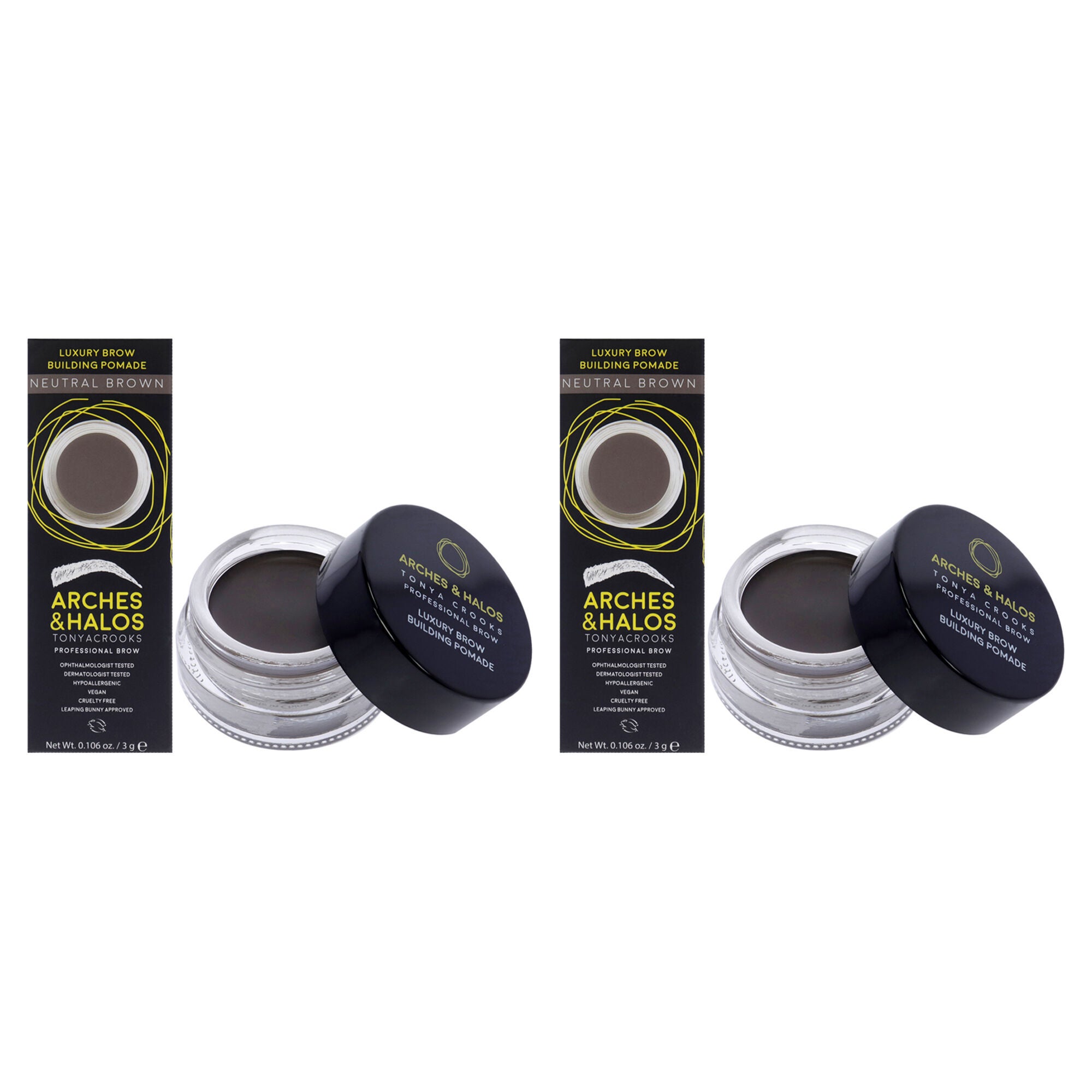 Luxury Brow Buiding Pomade - Neutral Brown by Arches and Halos for Women - 0.106 oz Pomade - Pack of 2, See Description, hi-res image number 0