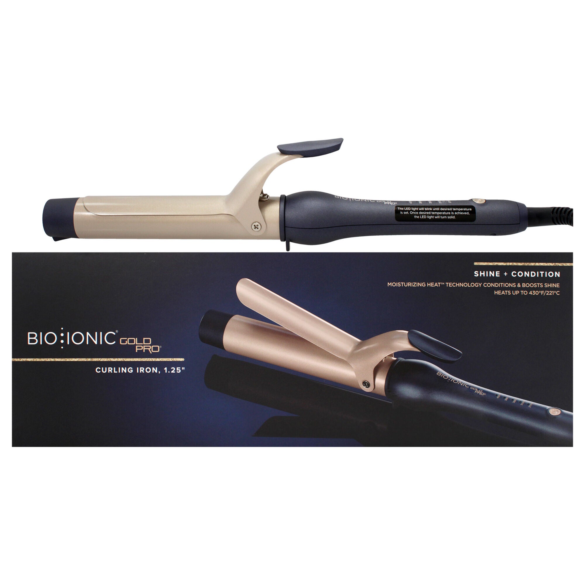 Gold Pro Curling Iron by Bio Ionic for Women - 1.25 Inch Curling Iron, See Description, hi-res image number 0