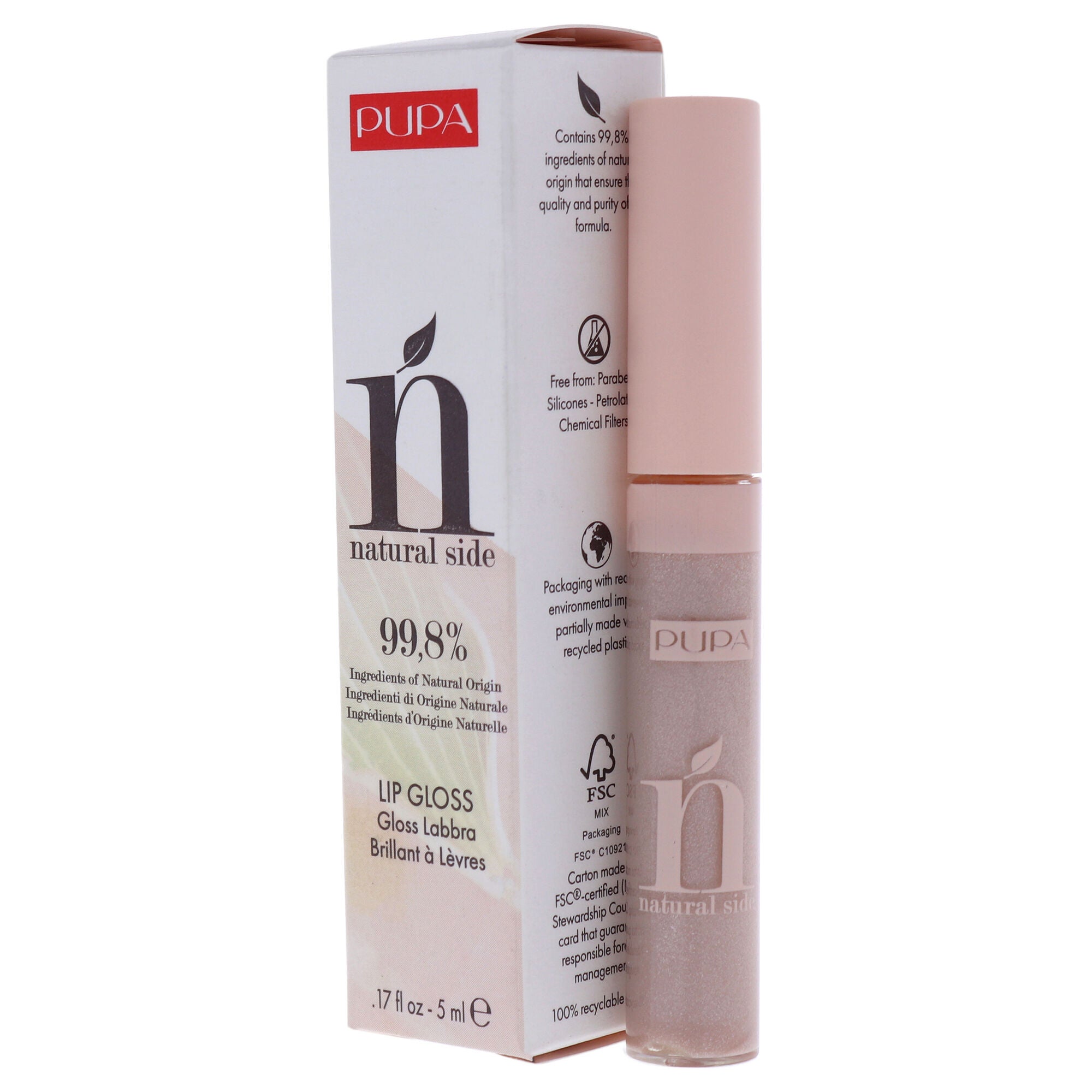 Natural Side Lip Gloss - 001 Light Rose by Pupa Milano for Women - 0.17 oz Lip Gloss, , alternate image number 7