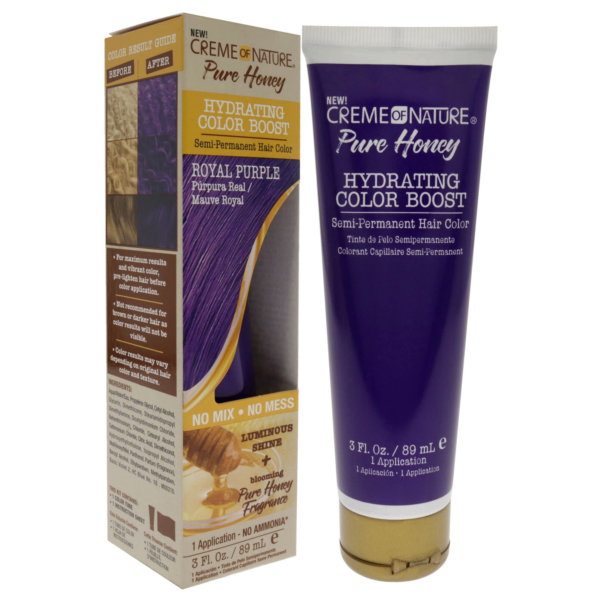 Pure Honey Hydrating Color Boost Semi-Permanent Hair Color - Royal Purple by Creme of Nature for Unisex - 3 oz Hair Color, , alternate image number 6