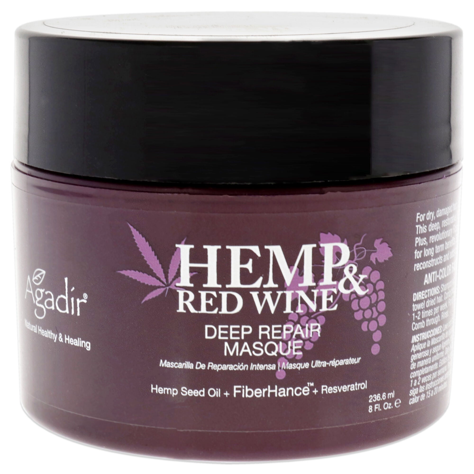 Hemp and Red Wine Deep Repair Masque by Agadir for Unisex - 8 oz Masque, See Description, hi-res image number 0