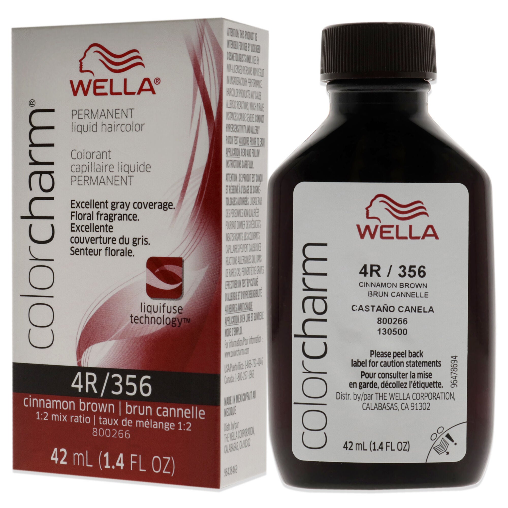 Color Charm Permanent Liquid Haircolor - 356 4R Cinnamon Brown by Wella for Unisex - 1.4 oz Hair Color, , alternate image number 7
