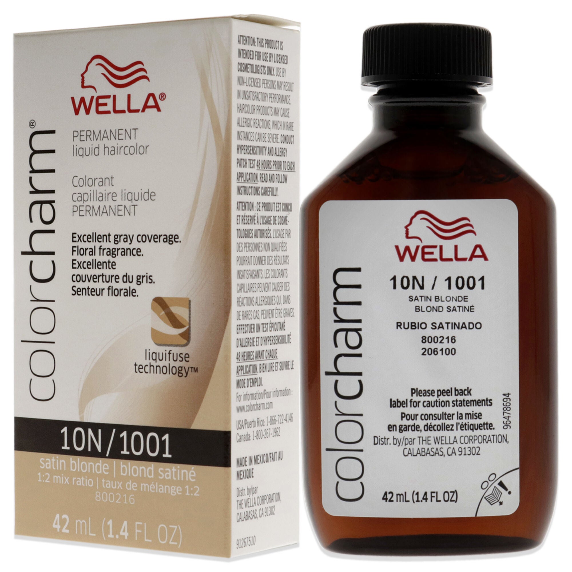 Color Charm Permanent Liquid Haircolor - 1001 10N Satin Blonde by Wella for Unisex - 1.4 oz Hair Color, See Description, alternate image number 3