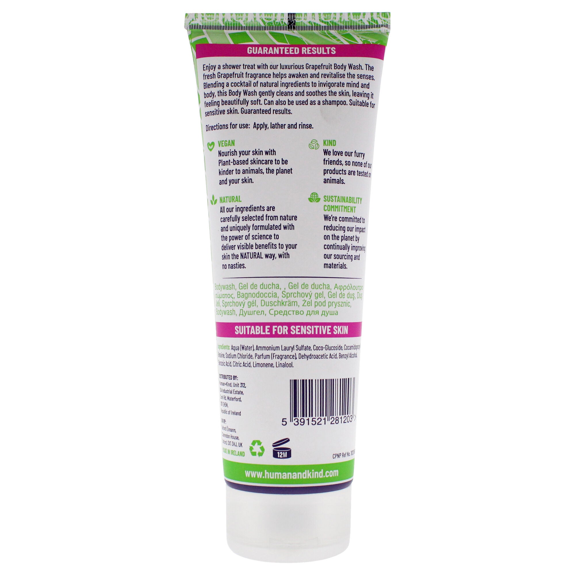 Revitalizing Body Wash - Grapefruit by Human+Kind for Unisex - 8.45 oz Body Wash, See Description, alternate image number 2