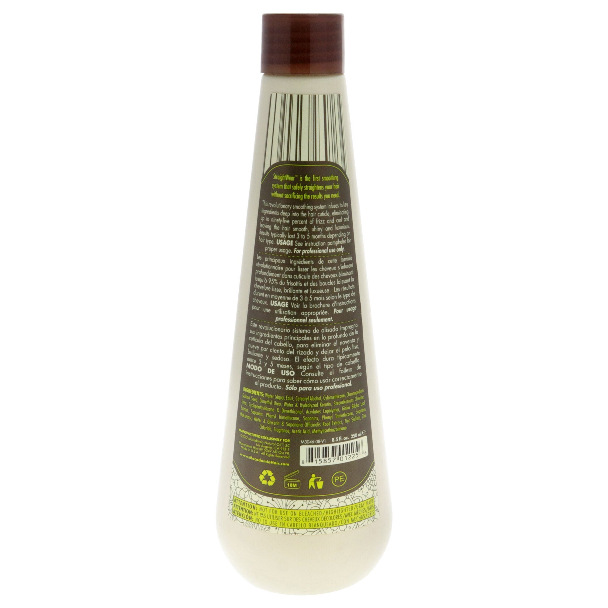 Natural Oil Straightwear Smoother Straightening Solution by Macadamia Oil for Unisex - 8.5 oz Smoother, See Description, alternate image number 2