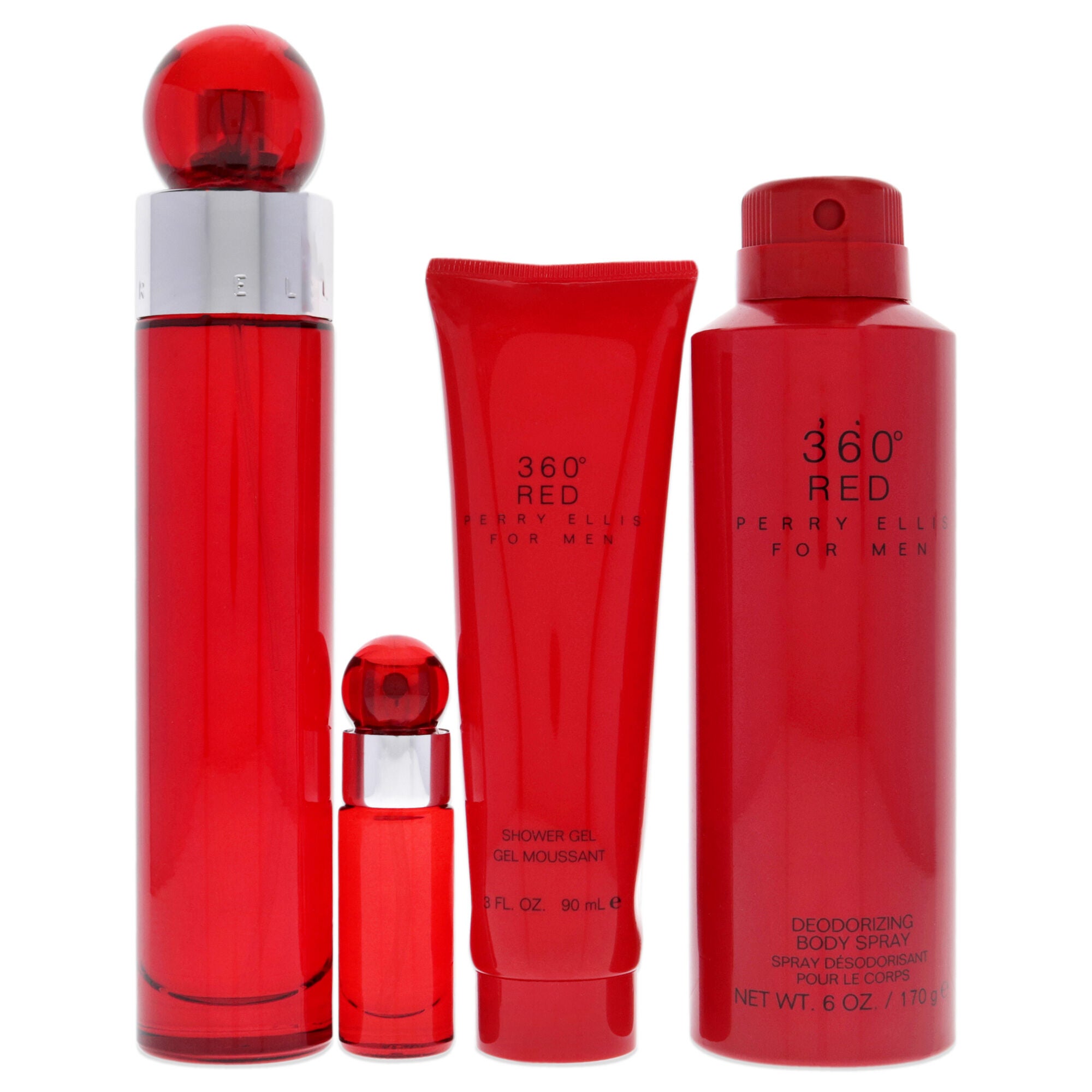 360 Red by Perry Ellis for Men - 4 Pc Gift Set 3.4oz EDT Spray, 6oz Body Spray, 3oz Shower Gel, 7.5ml EDT Spray, See Description, alternate image number 3