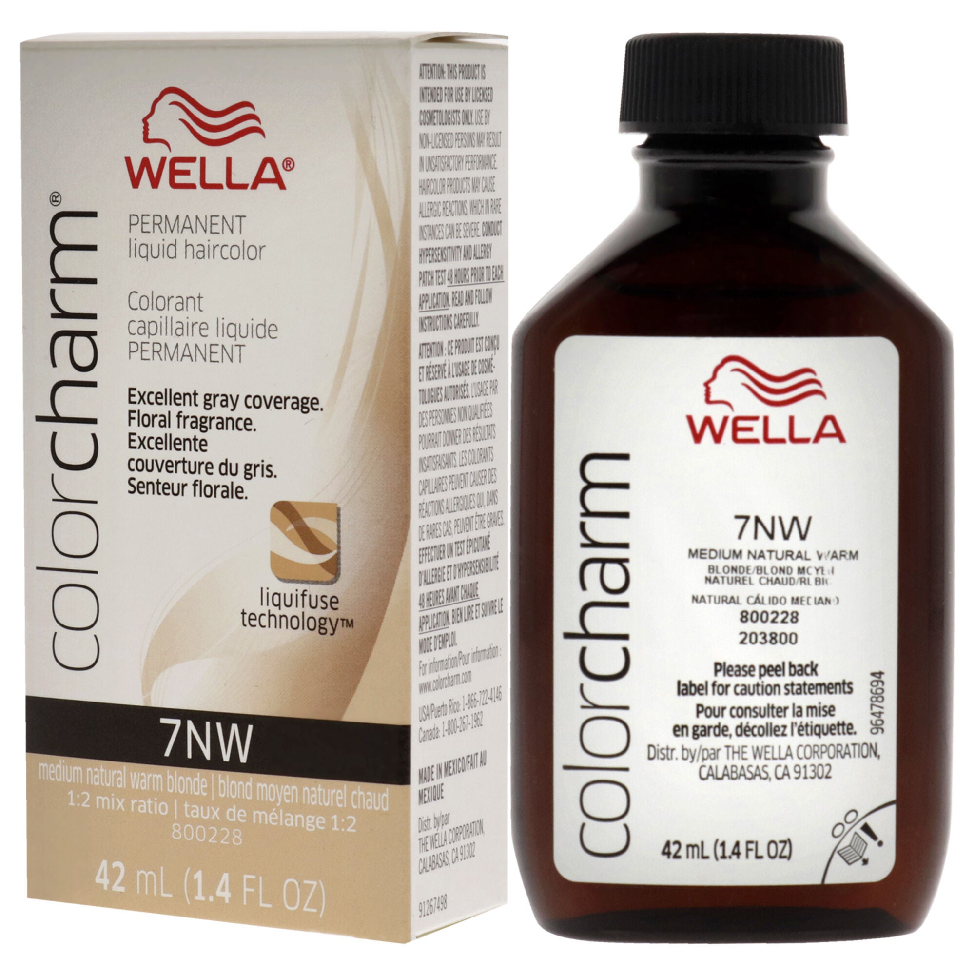 Color Charm Permanent Liquid Hair Color - 7NW Medium Natural Warm Blonde by Wella for Unisex - 1.42 oz Hair Color, See Description, alternate image number 3