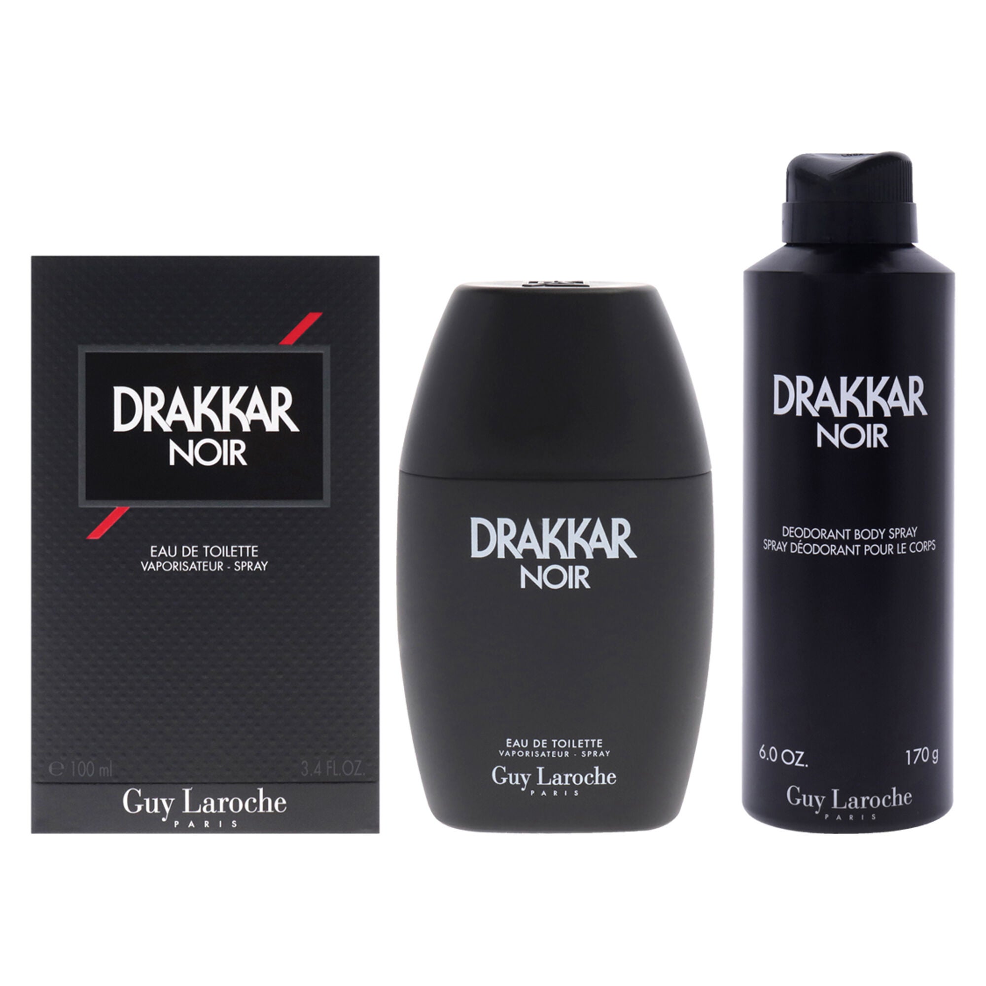 Drakkar Noir Kit by Guy Laroche for Men - 2 Pc Kit 3.4oz EDT Spray, 6oz Body Spray, Clear, hi-res image number 0
