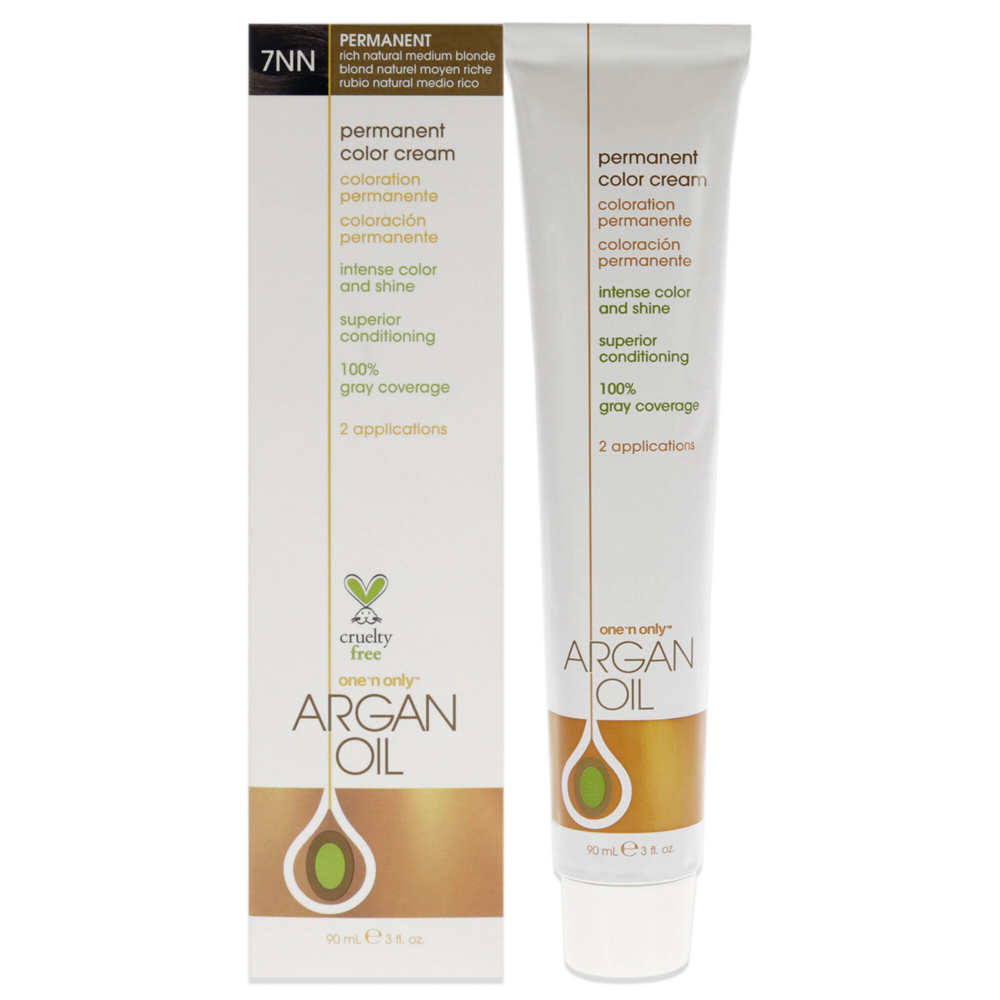 Argan Oil Permanent Color Cream - 7NN Rich Natural Medium Blonde by One n Only for Unisex - 3 oz Hair Color, See Description, hi-res image number 0