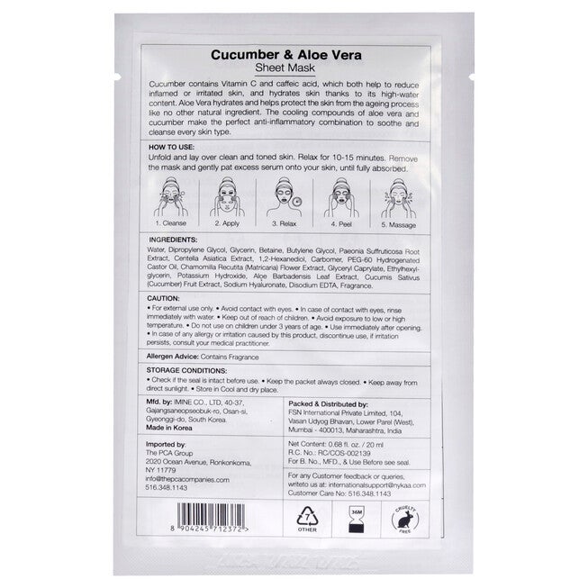 Skin Secrets Sheet Mask - Cucumber and Aloe by Nykaa Naturals for Women - 1 Pc Mask, , alternate image number 4