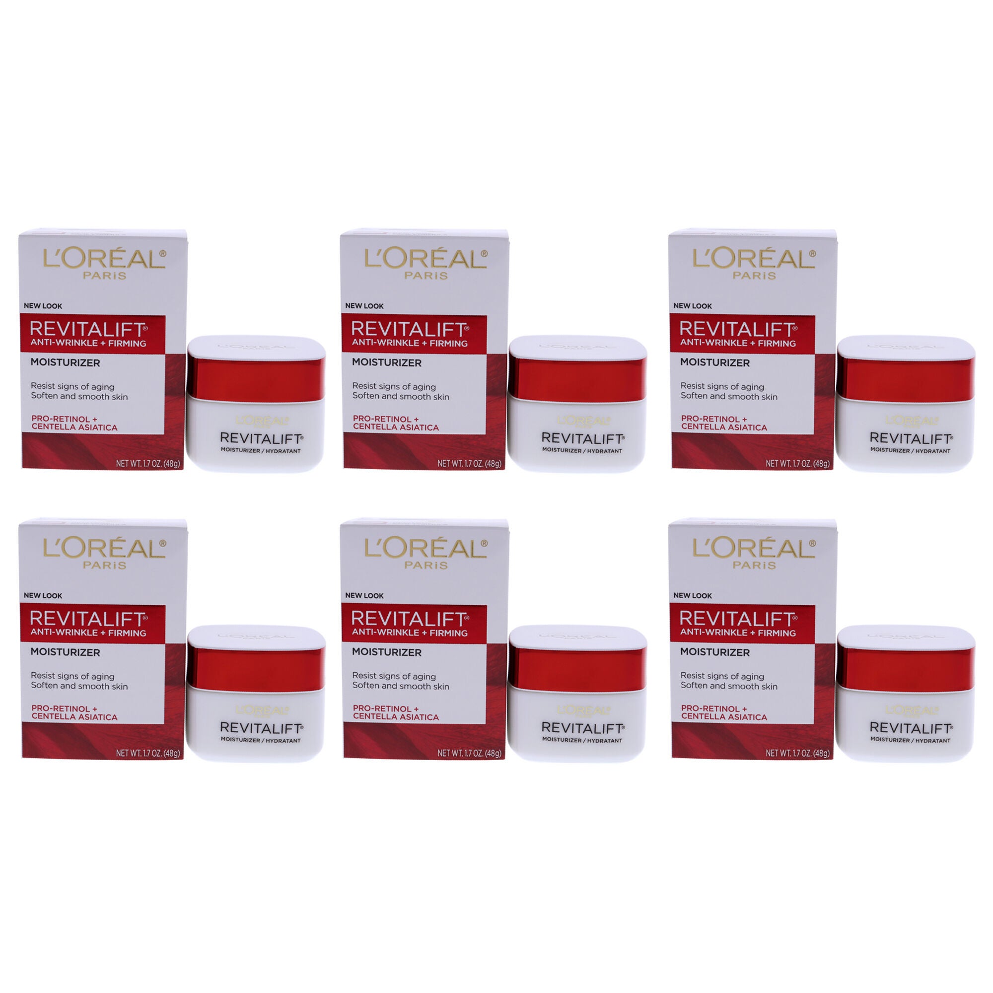 Revitalift Anti-Wrinkle and Firming Moisturizer Cream by LOreal Paris for Unisex - 1.7 oz Cream - Pack of 6, White, hi-res image number 0