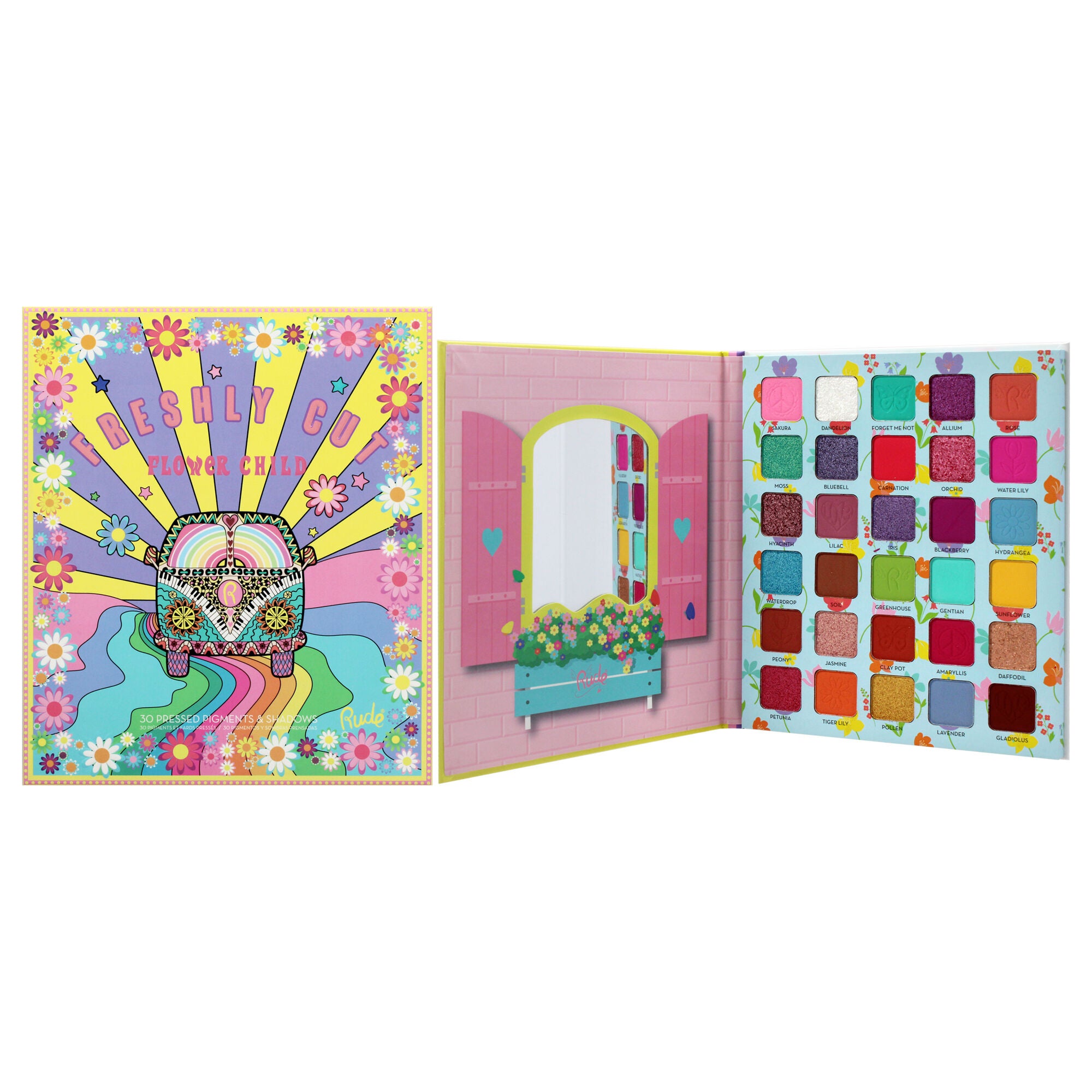 Flower Child 30 Pressed Pigment and Shadows - Freshly Cut by Rude Cosmetics for Women - 1 oz Eye Shadow, See Description, hi-res image number 0