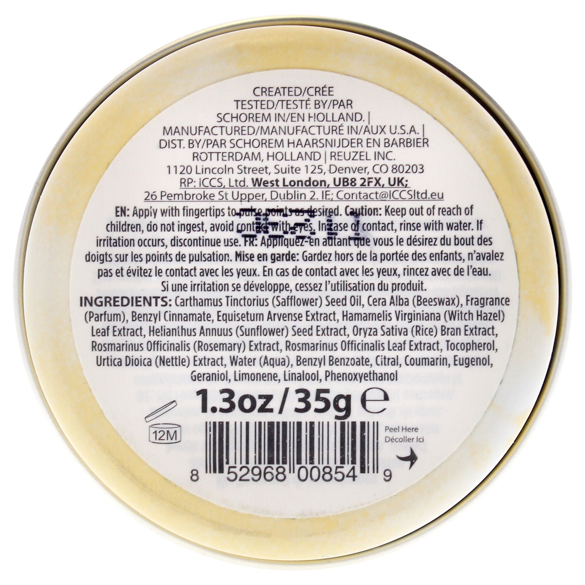 Solid Cologne Wood and Spice by Reuzel for Men - 1.3 oz After Shave Balm, See Description, alternate image number 2