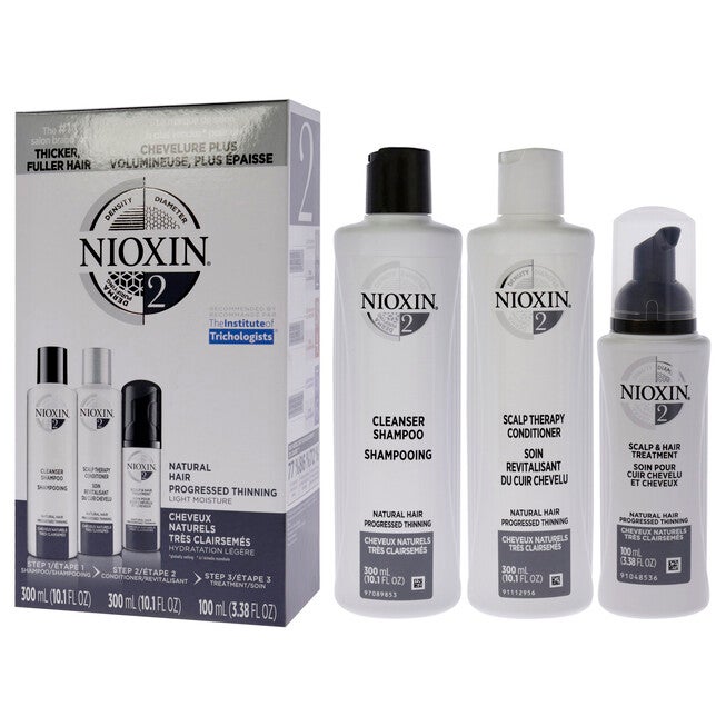 System 2 Kit by Nioxin for Unisex - 3 Pc 10.1oz Cleanser Shampoo, 10.1 oz Scalp Therapy Conditioner, 1Liter Scalp and Hair Treatment, See Description, alternate image number 3