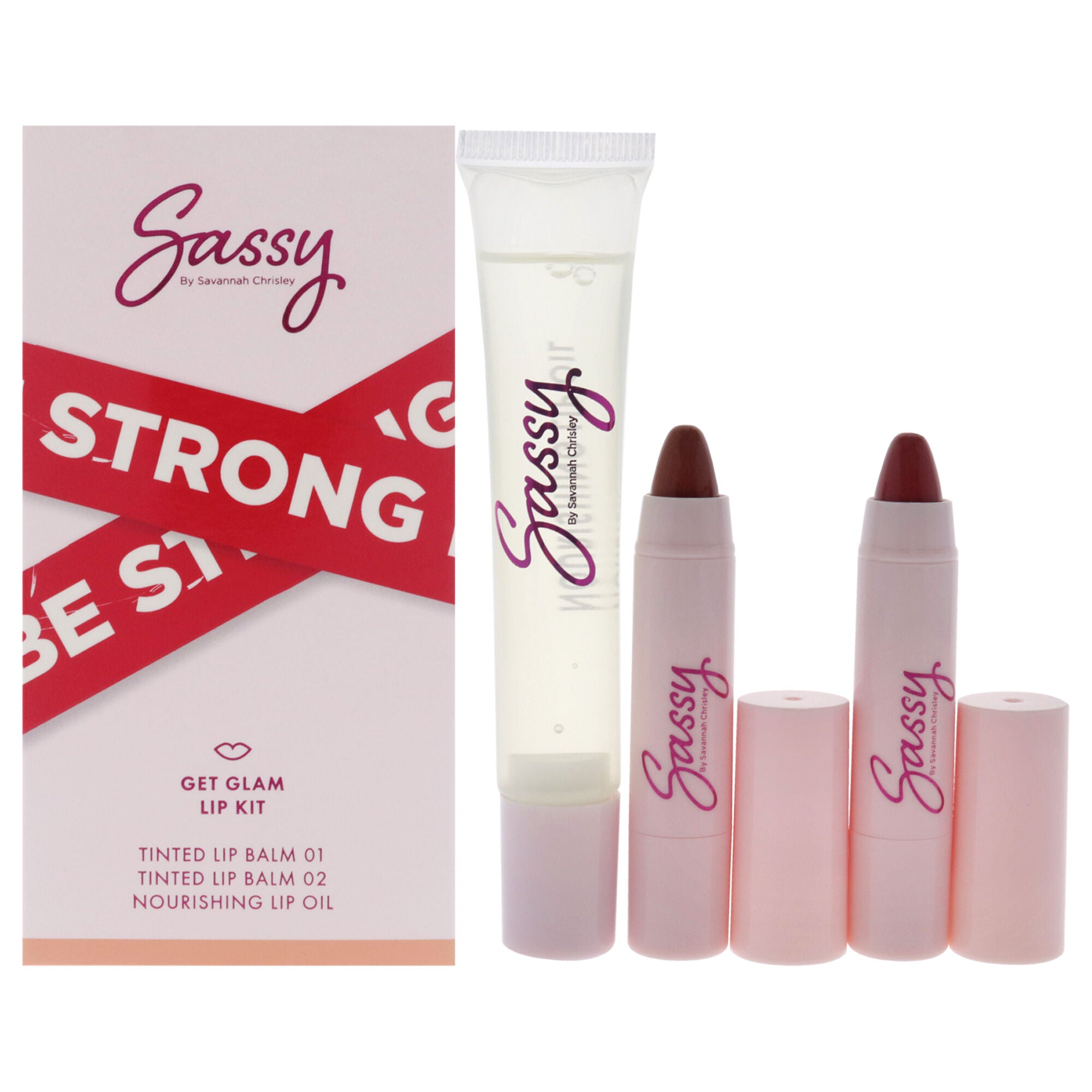 Breakup Collection Lip Kit - Get Glam by Sassy by Savannah Chrisley for Women - 3 Pc Nourishing Lip Oil, 2Pc Tinted Lip Balms, See Description, hi-res image number 0