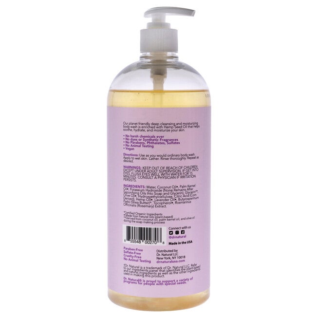Body Wash - Hemp with Lavender by Dr. Natural for Unisex - 32 oz Body Wash, , alternate image number null