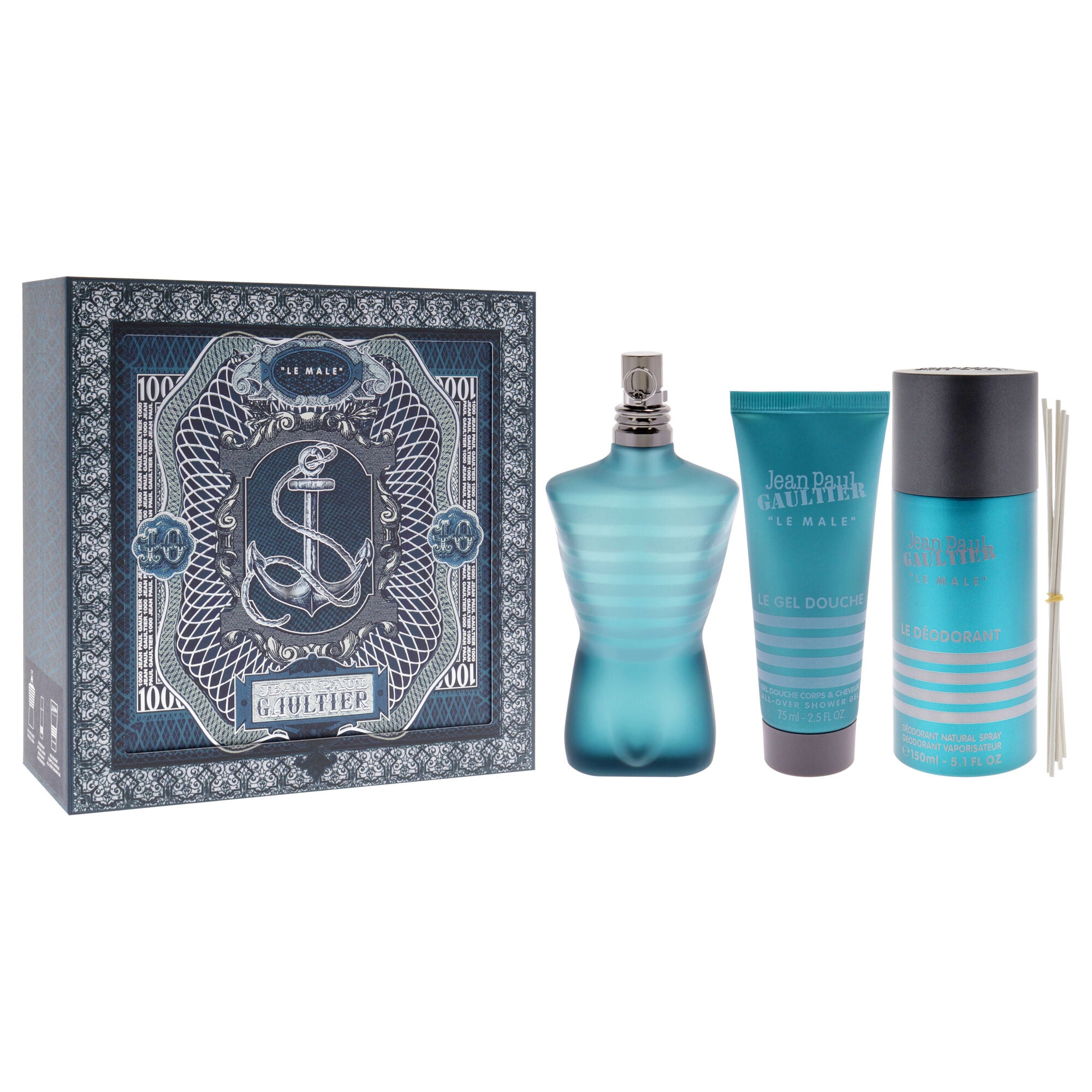 Le Male by Jean Paul Gaultier for Men - 3 Pc Gift Set 4.2oz EDT Spray, 2.5oz Shower Gel, 5.1oz Deodorant Spray, See Description, alternate image number 2