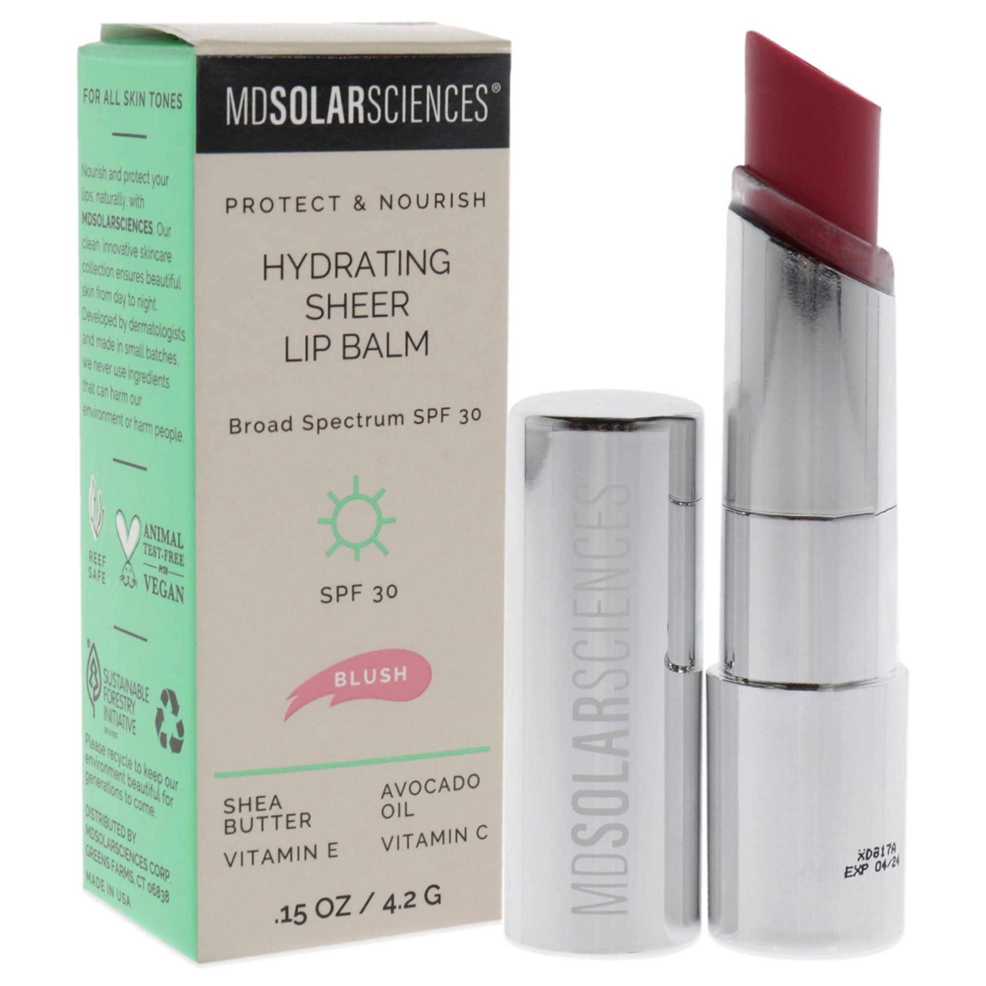 Hydrating Sheer Lip Balm SPF 30 - Blush by MDSolarSciences for Women - 0.15 oz Lip Balm, See Description, alternate image number 2