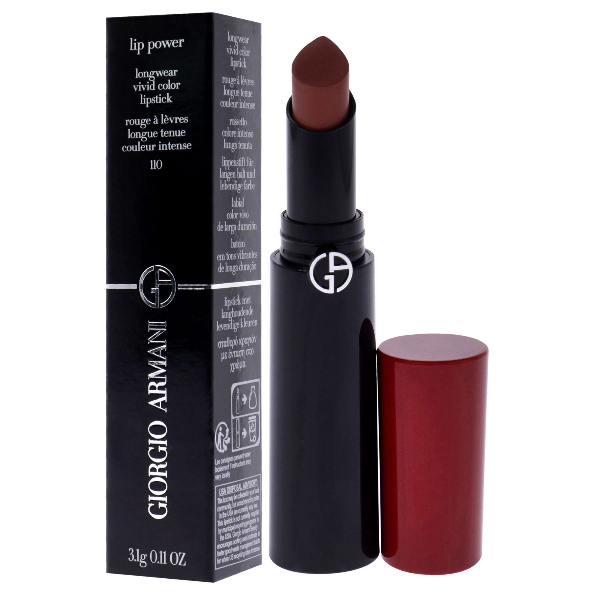 Lip Power Longwear Vivid Color Lipstick - 110 Mania by Giorgio Armani for Women - 0.11 oz Lipstick, , alternate image number 7