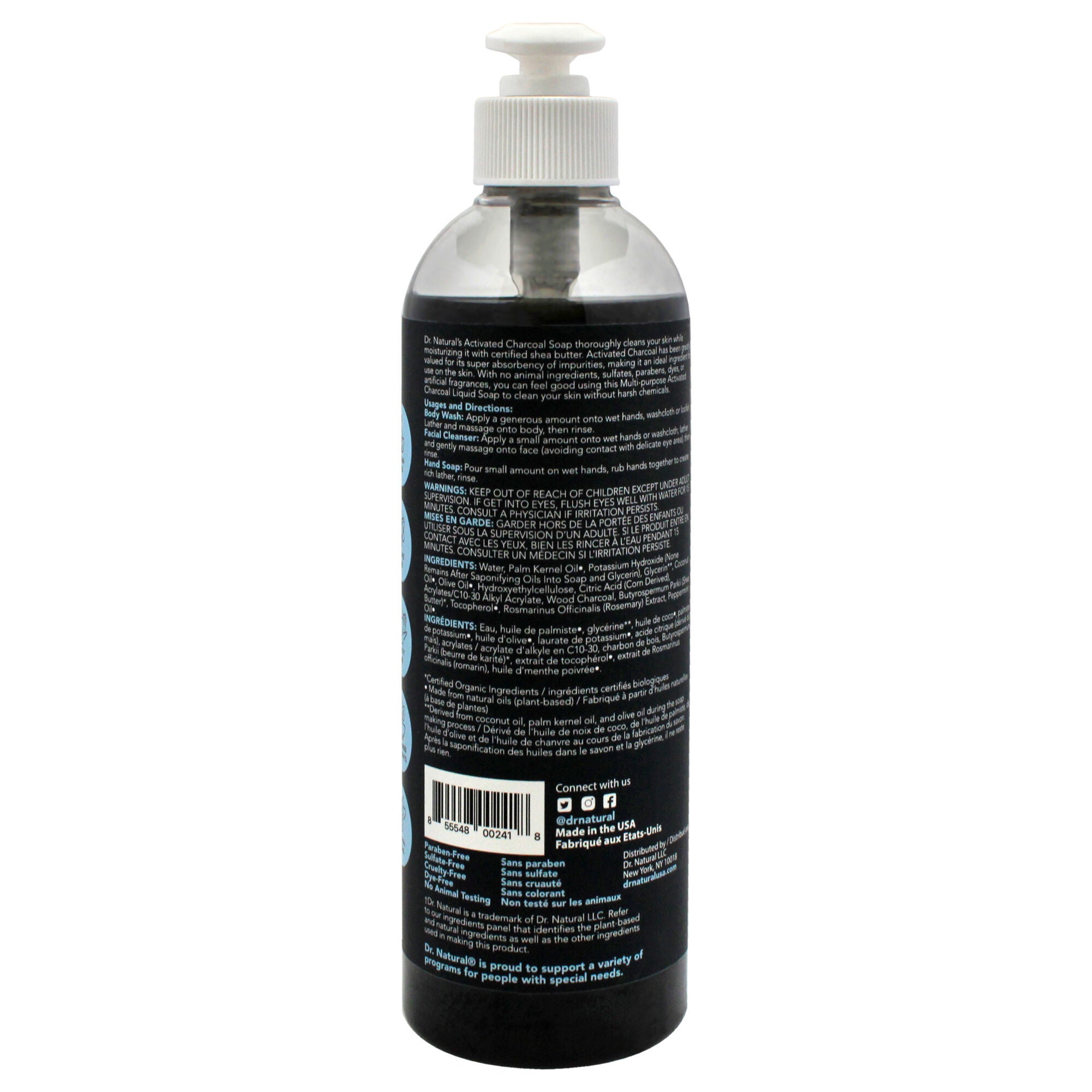 Activated Charcoal Liquid Soap - Mint by Dr. Natural for Unisex - 16 oz Soap, See Description, alternate image number 1