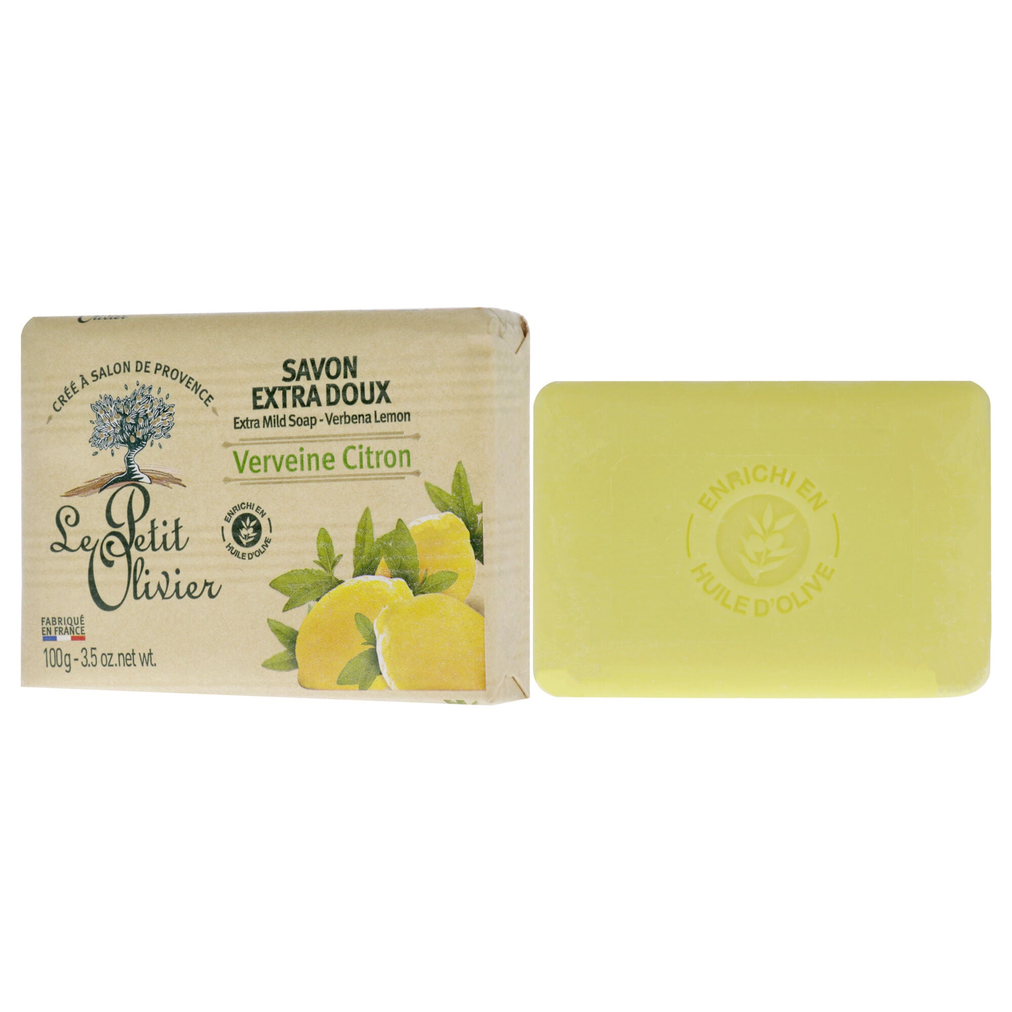 Extra Mild Soap - Verbena and Lemon by Le Petit Olivier for Unisex - 3.5 oz Soap, See Description, alternate image number 3