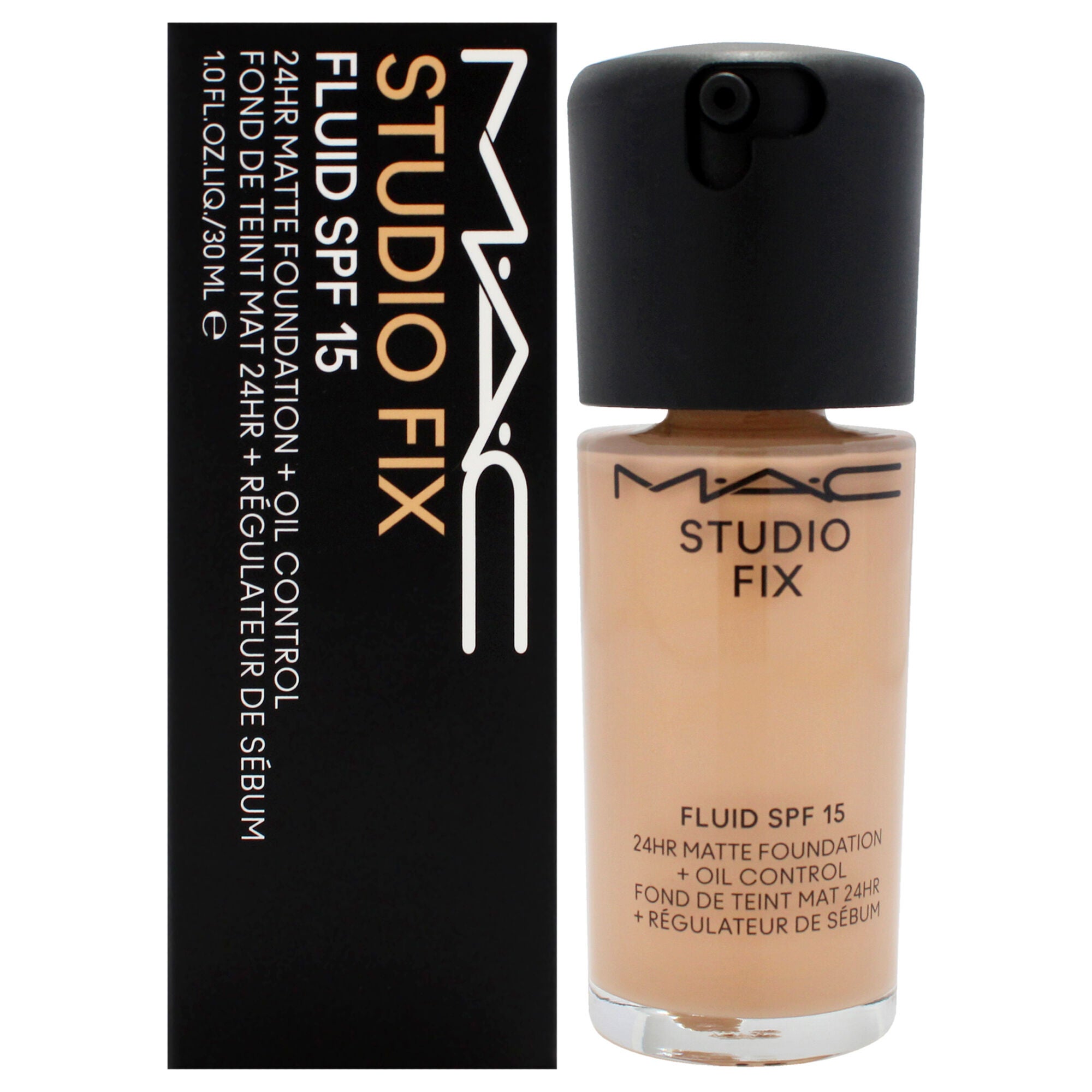 Studio Fix Fluid SPF 15 24HR Matte Foundation Plus Oil Control - NC27 Beige With Neutral Undertone by MAC for Women - 1 oz Foundation, Beige, hi-res image number 0