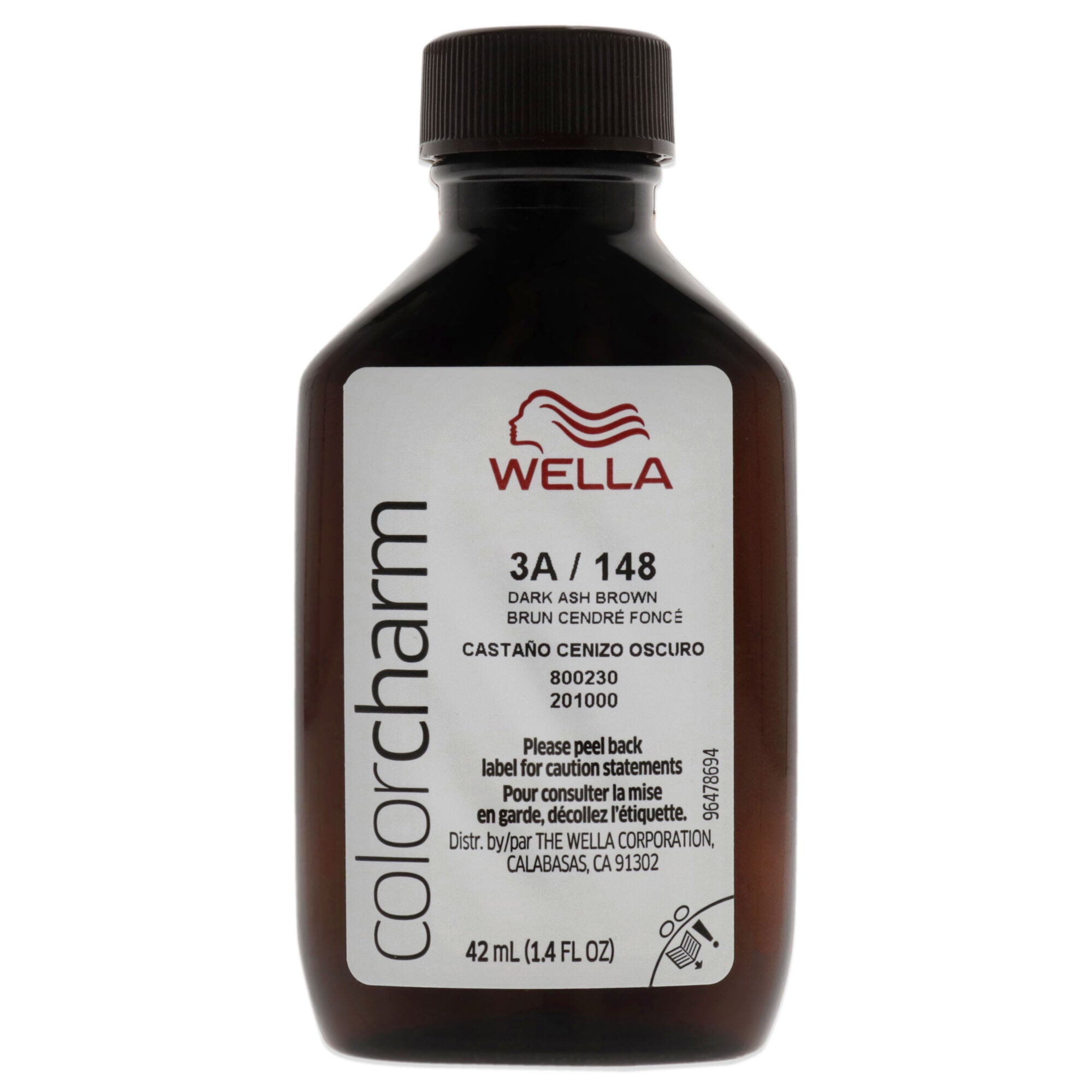 Color Charm Permanent Liquid Hair Color - 148 3A Dark Ash Brown by Wella for Unisex - 1.42 oz Hair Color, See Description, alternate image number 4