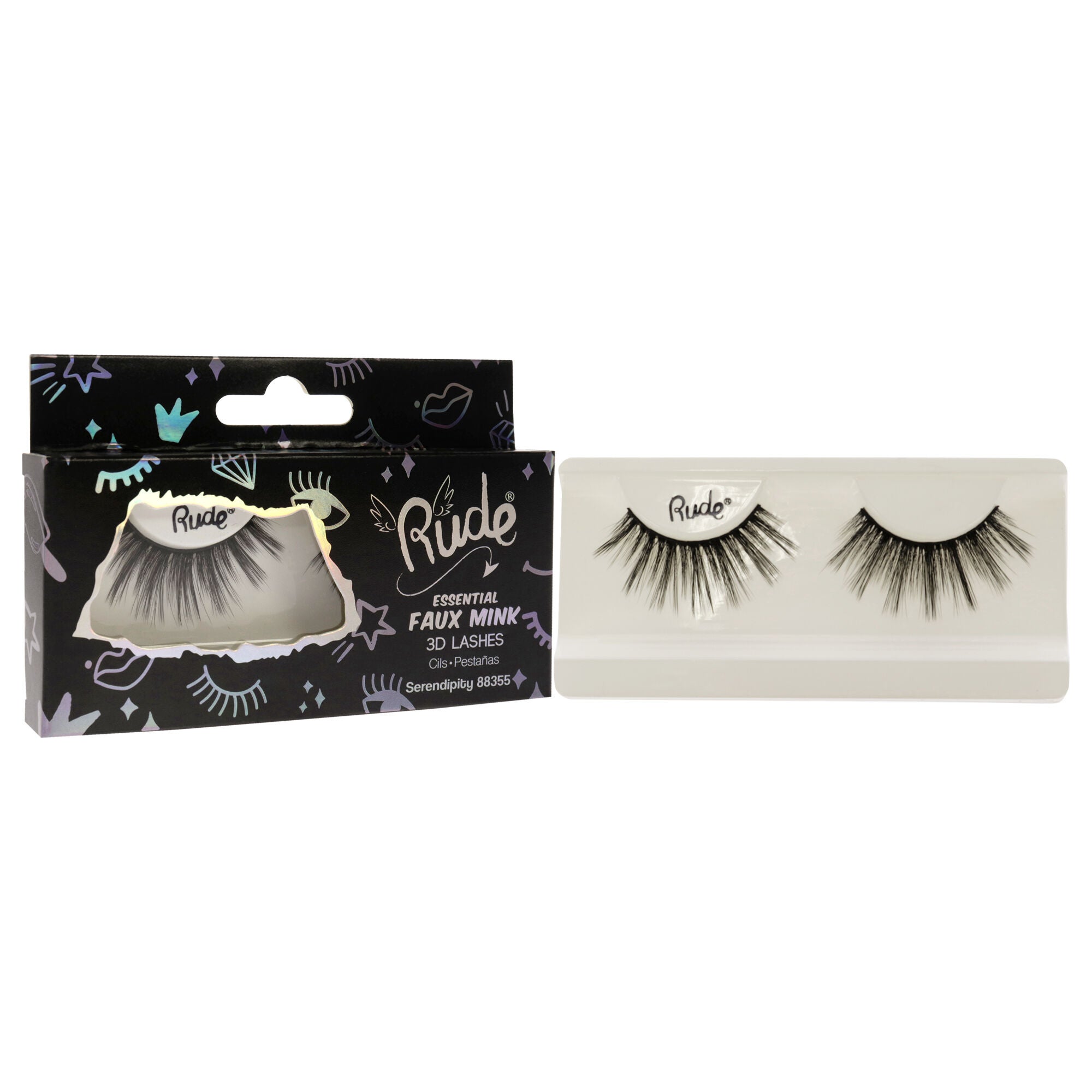 Essential Faux Mink 3D Lashes - Serendipity by Rude Cosmetics for Women - 1 Pc Pair, See Description, alternate image number 2